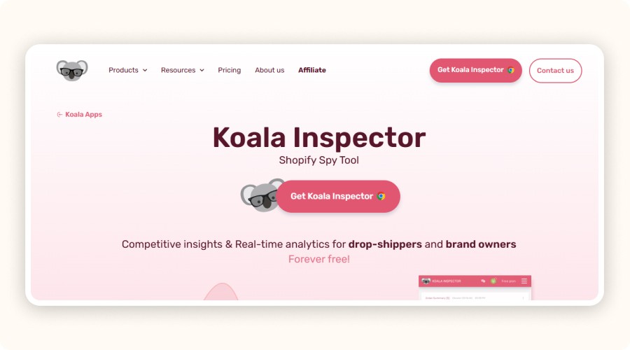 Homepage of Koala Inspector