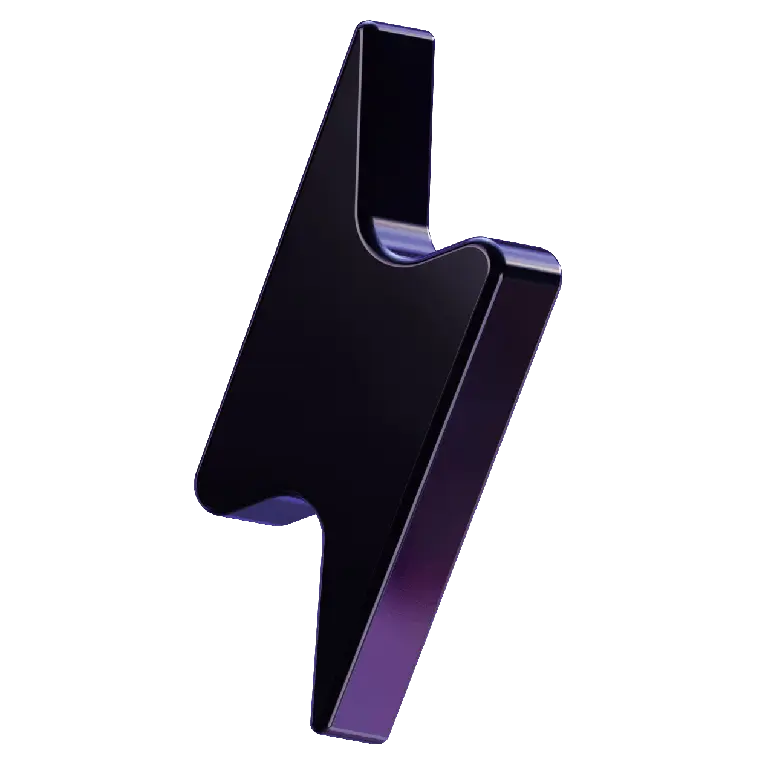 Abstract 3D rendered geometric shape resembling a stylized lightning bolt or ribbon with a glossy, folded surface
