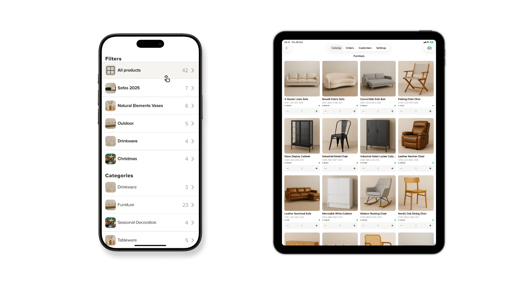 iPad und iPhone, auf denen die Sales App angezeigt wird