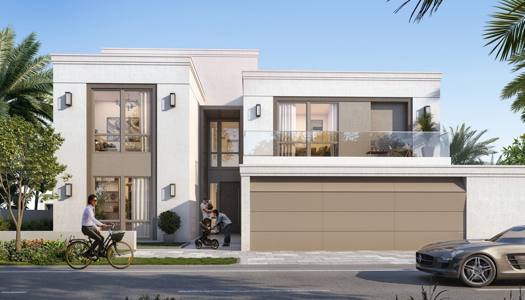 A modern home with a car parked in front, showcasing the design by Palmiera Collective.
