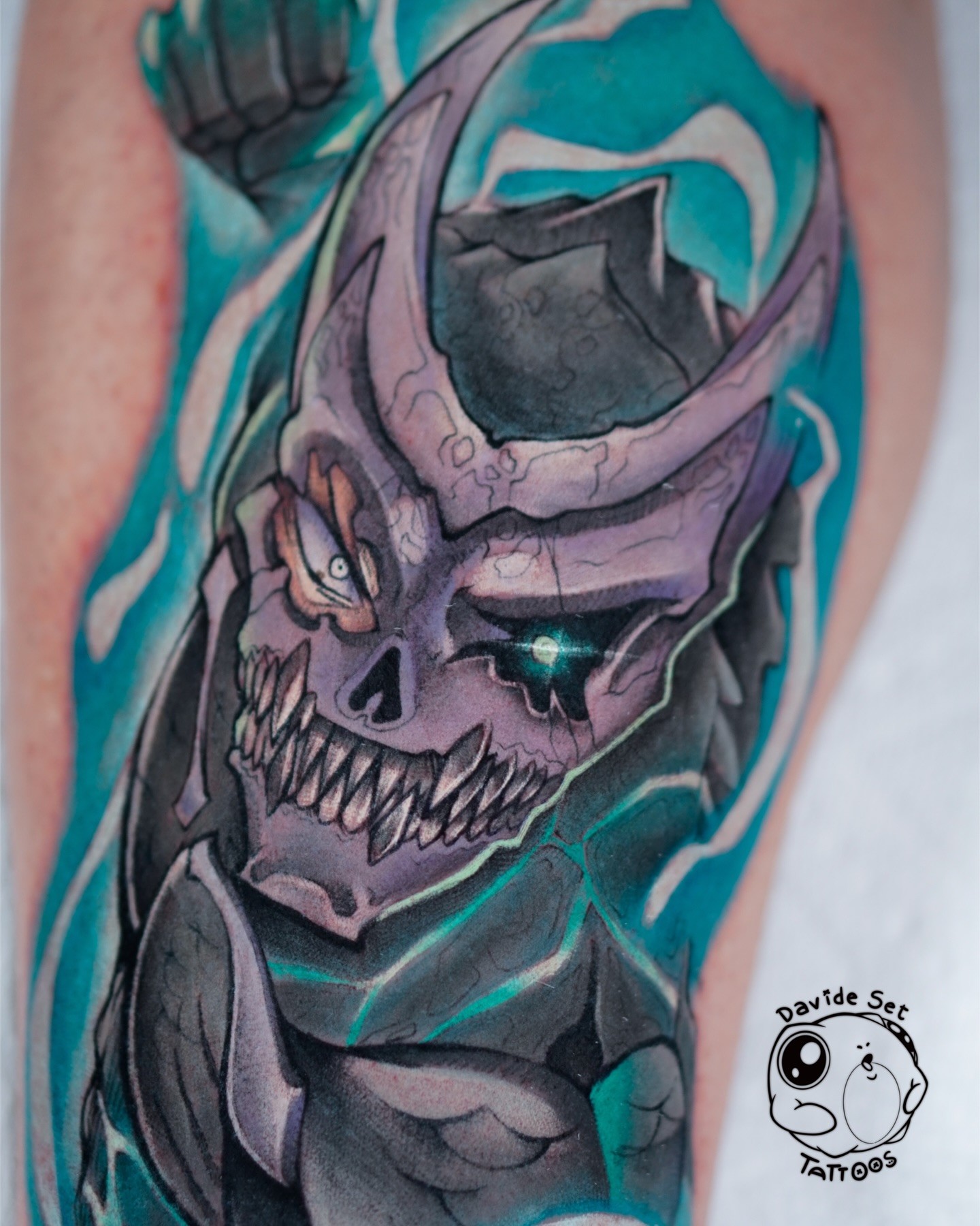 colorful anime tattoo from the anime kaiju no 8