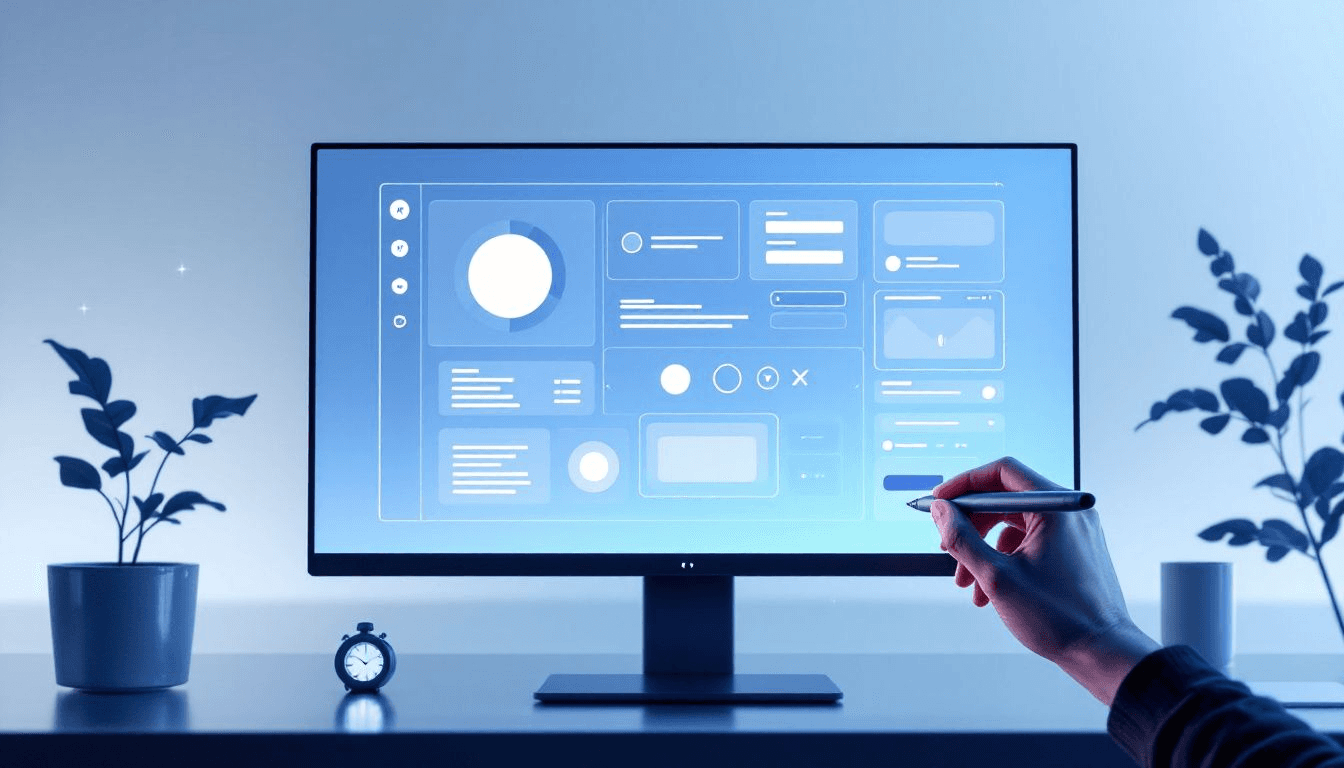 Wireframing and prototyping stage in web app development, demonstrating interactive elements.