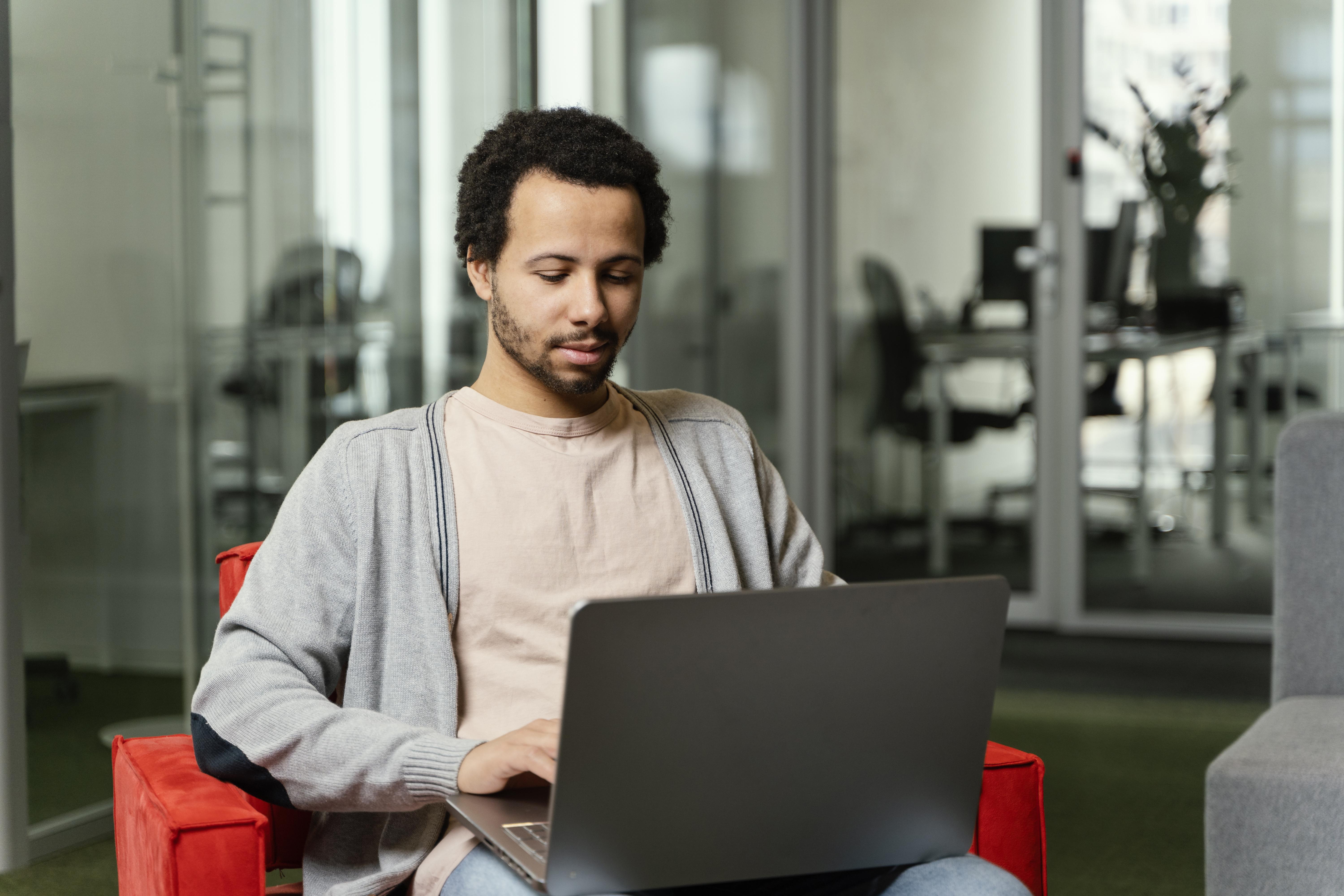 A person working with laptop