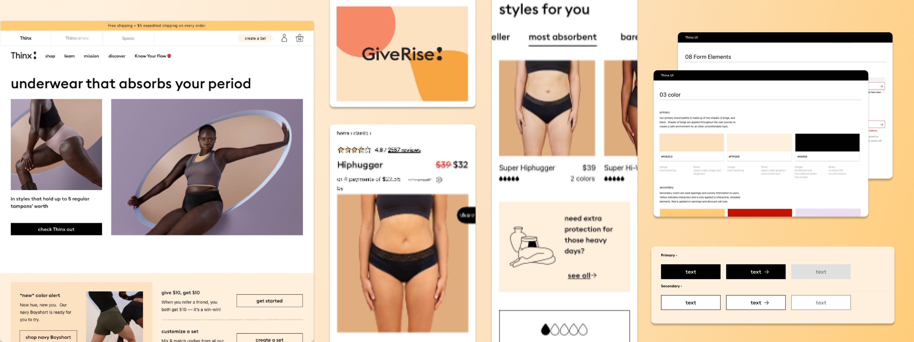 Collage of Thinx UI