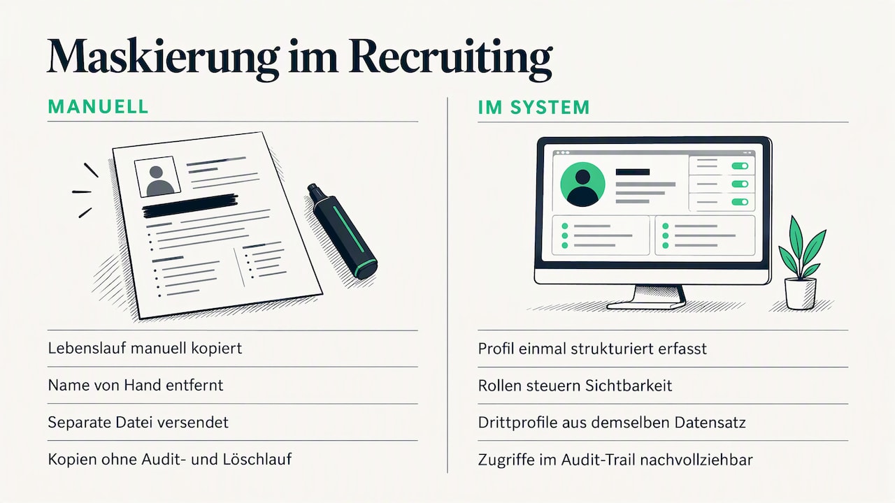 Unsere Sicht: Maskierung gehört in den Prozess und nicht in die Nachbearbeitung — overview diagram