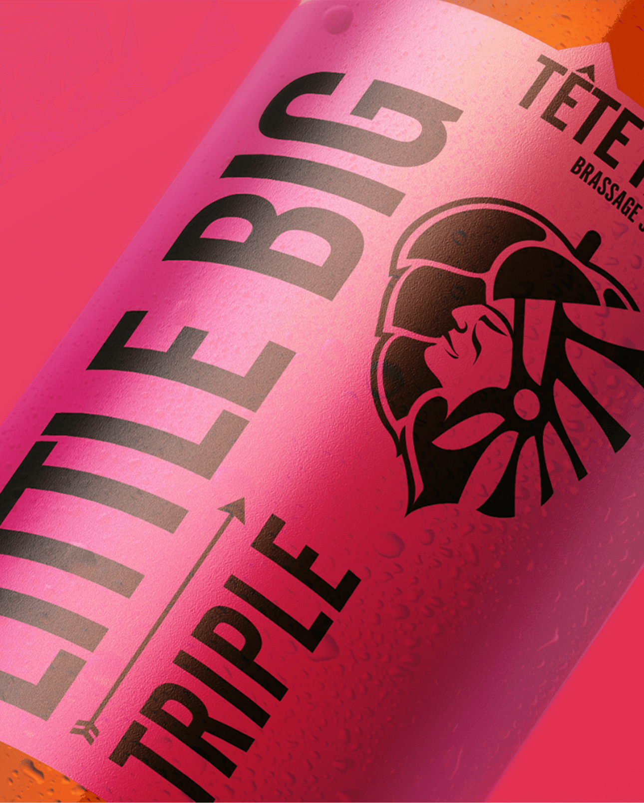 Packaging rose d'une bouteille de bière Tête Haute