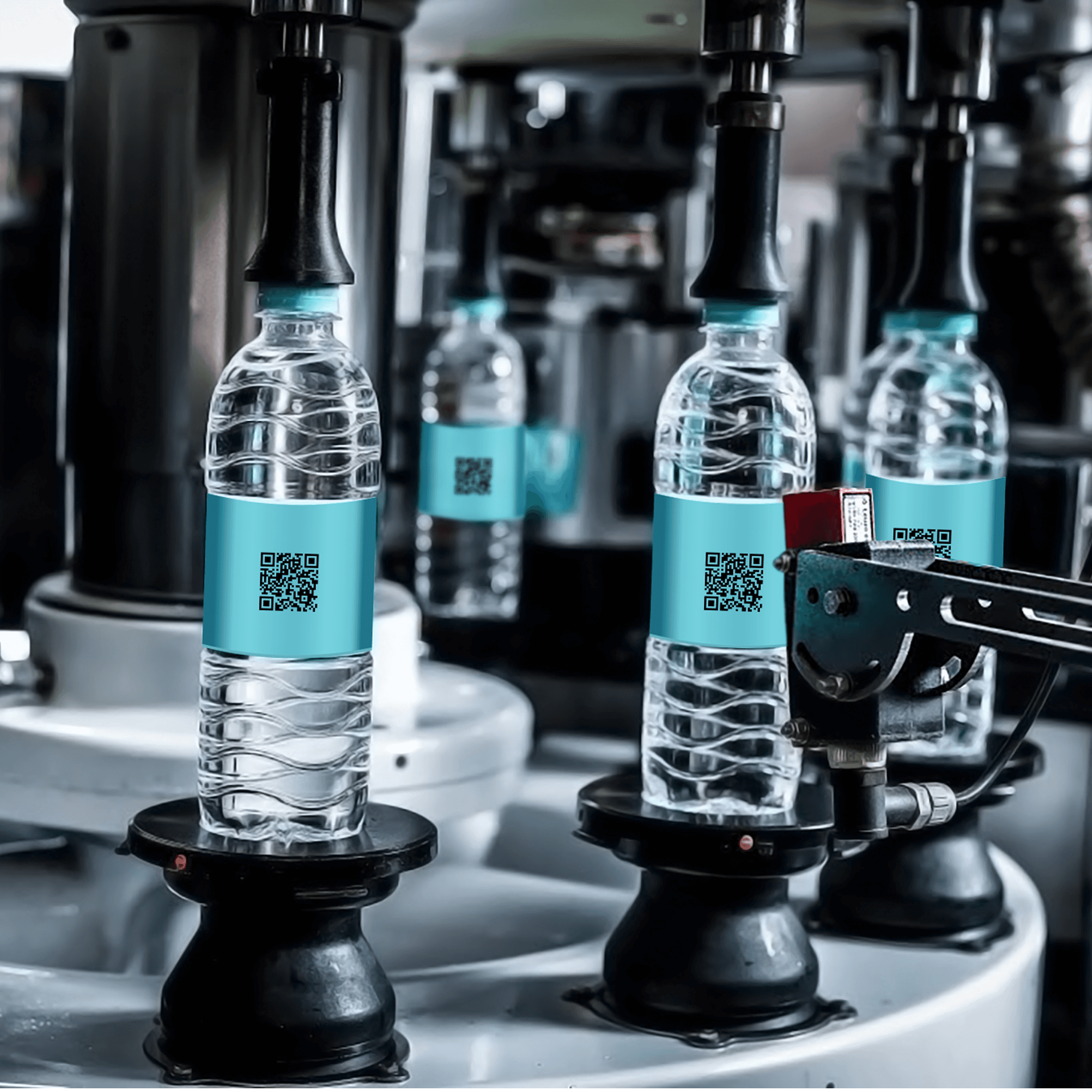 Woman in red outfit poses by a red telephone booth.