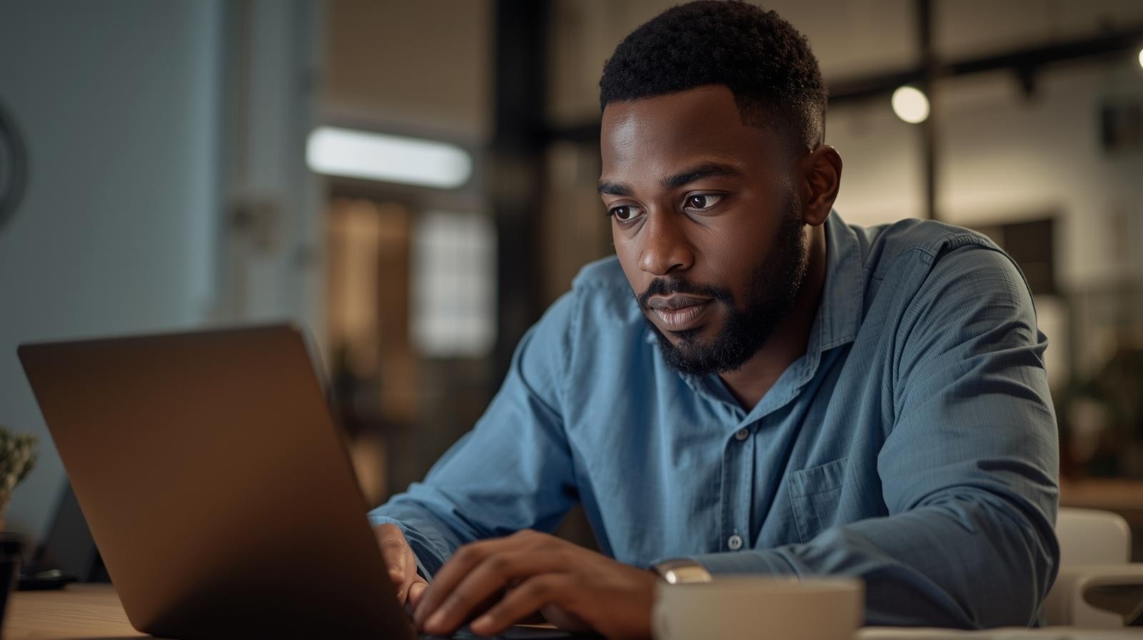 Freelancer working on his laptop