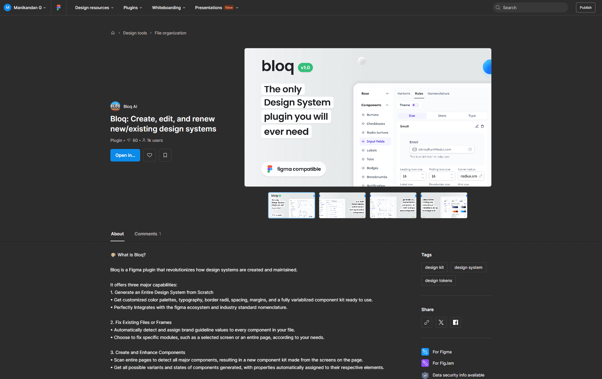 Screenshot of Bloq Figma plugin