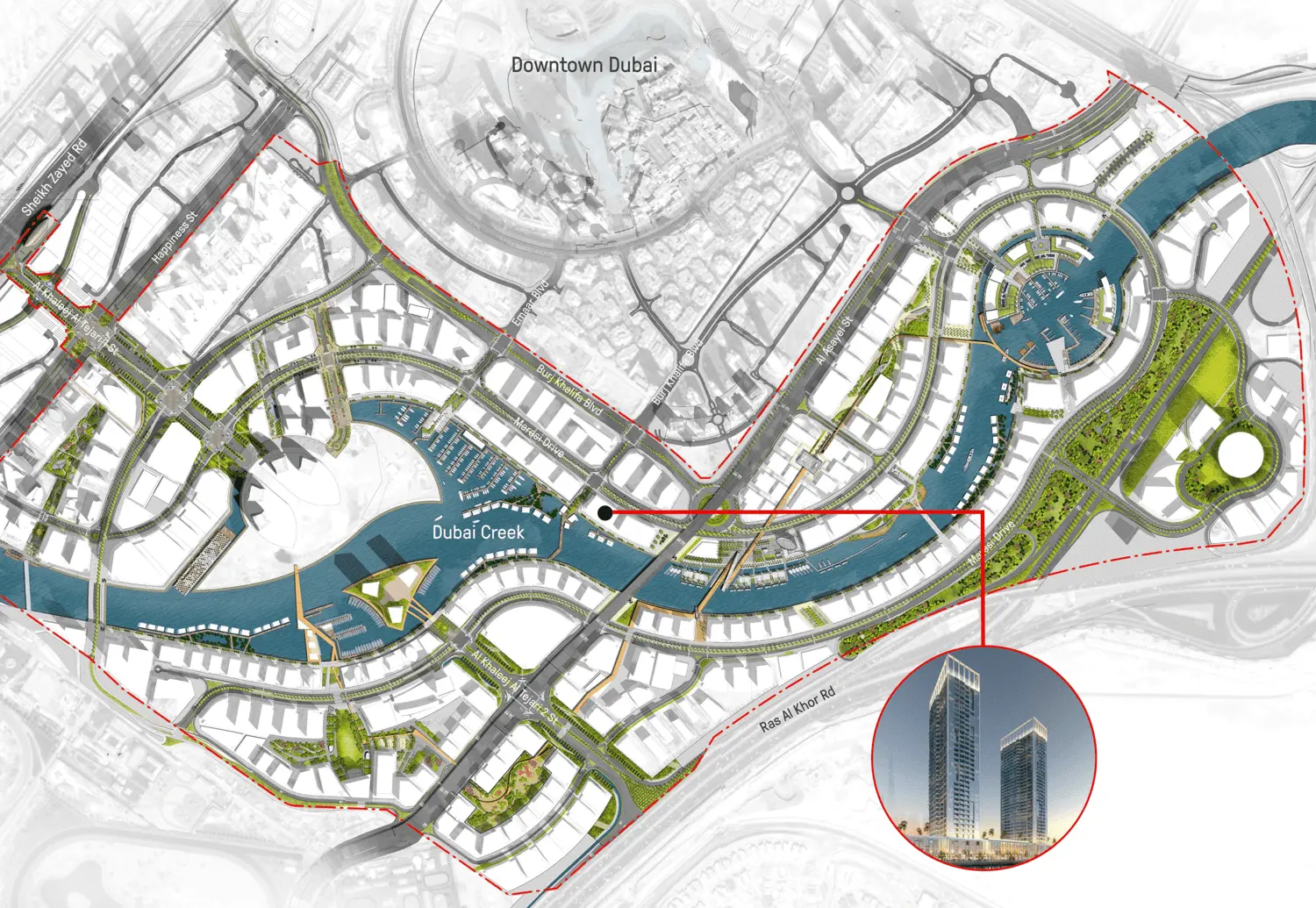 damac prive location map business bay