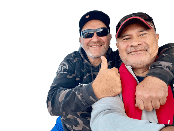 Transparent Image of Two Men on a Fishing Boat