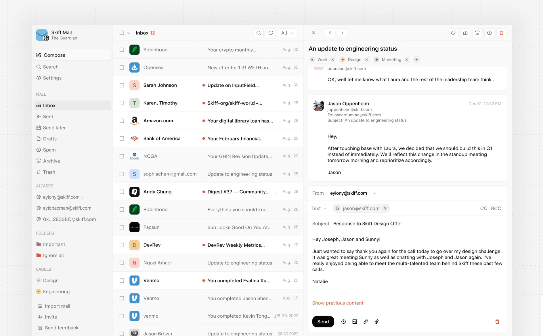 New feature to allow Skiff users to automatically forward their mail to other apps. Connecting users to external platforms.