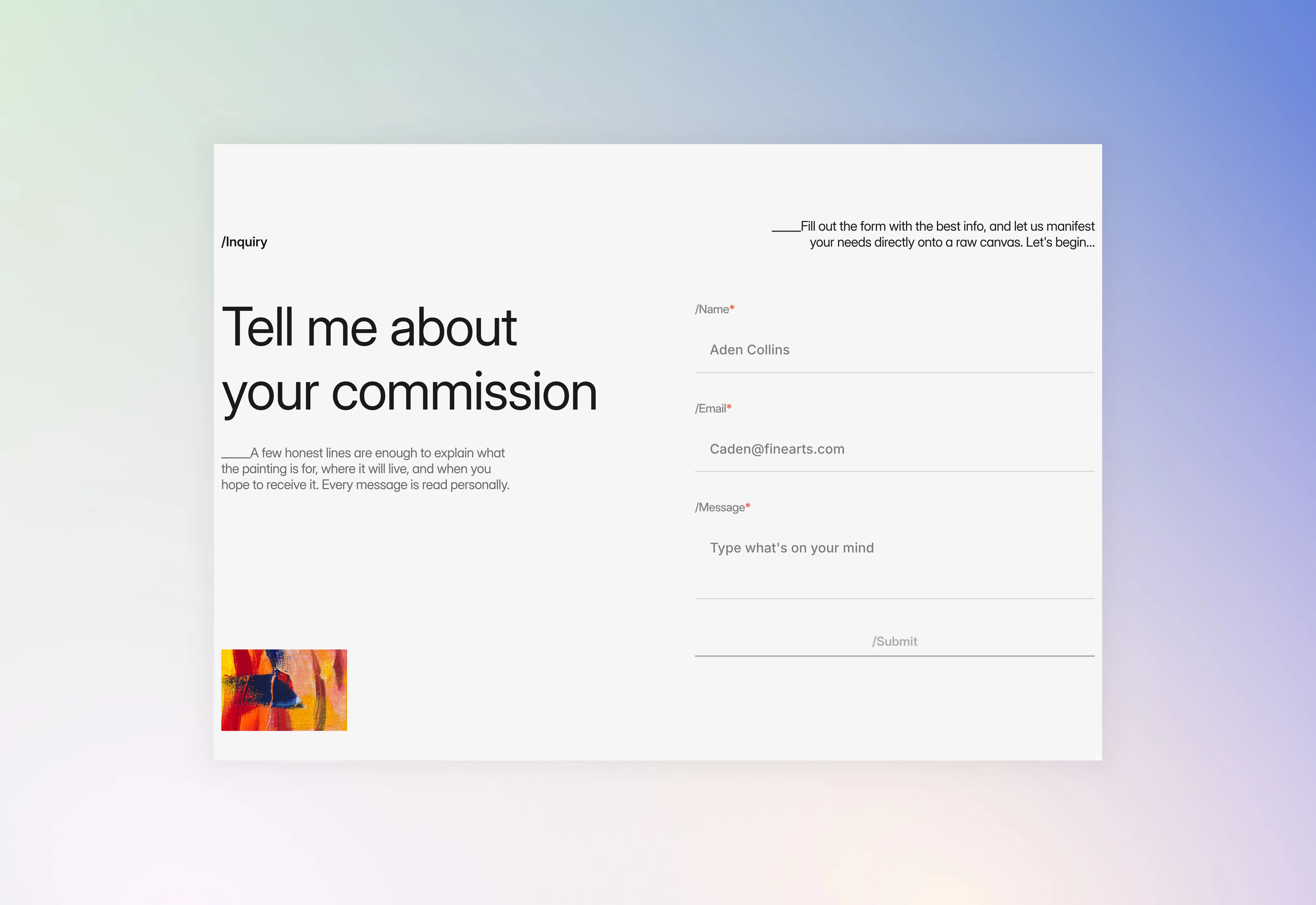Light UI of a minimal contact us page section.