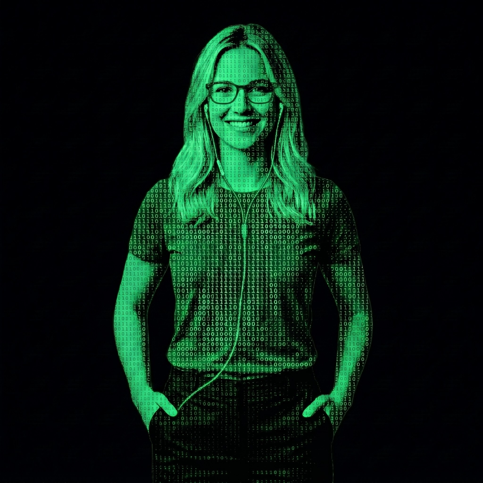 a smiling woman with glasses and long blonde hair.