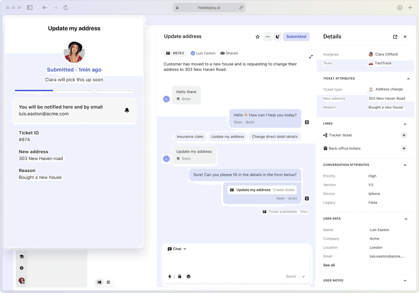Intercom tickets dashboard showing streamlined ticket management interface with priority labels, assignment status, and resolution tracking for faster customer support workflows.