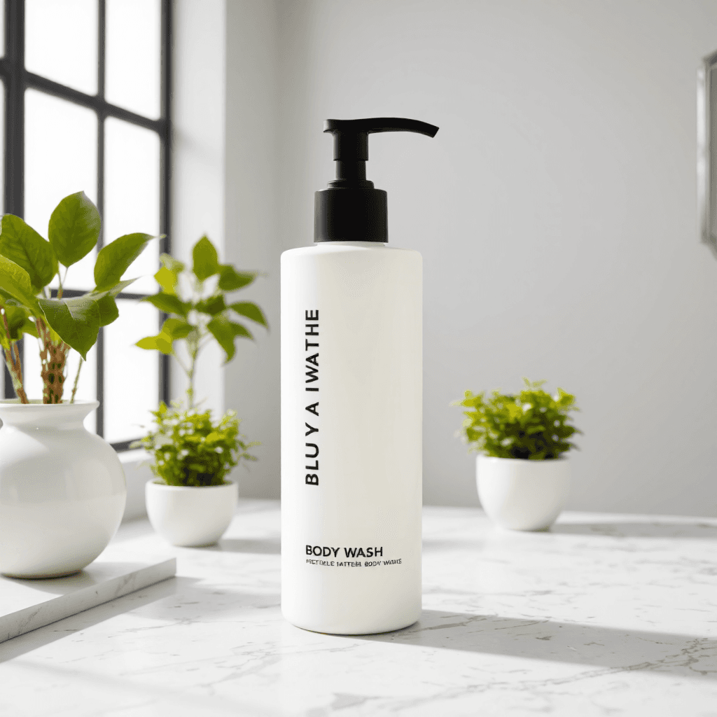 product photography of a bottle of body wash