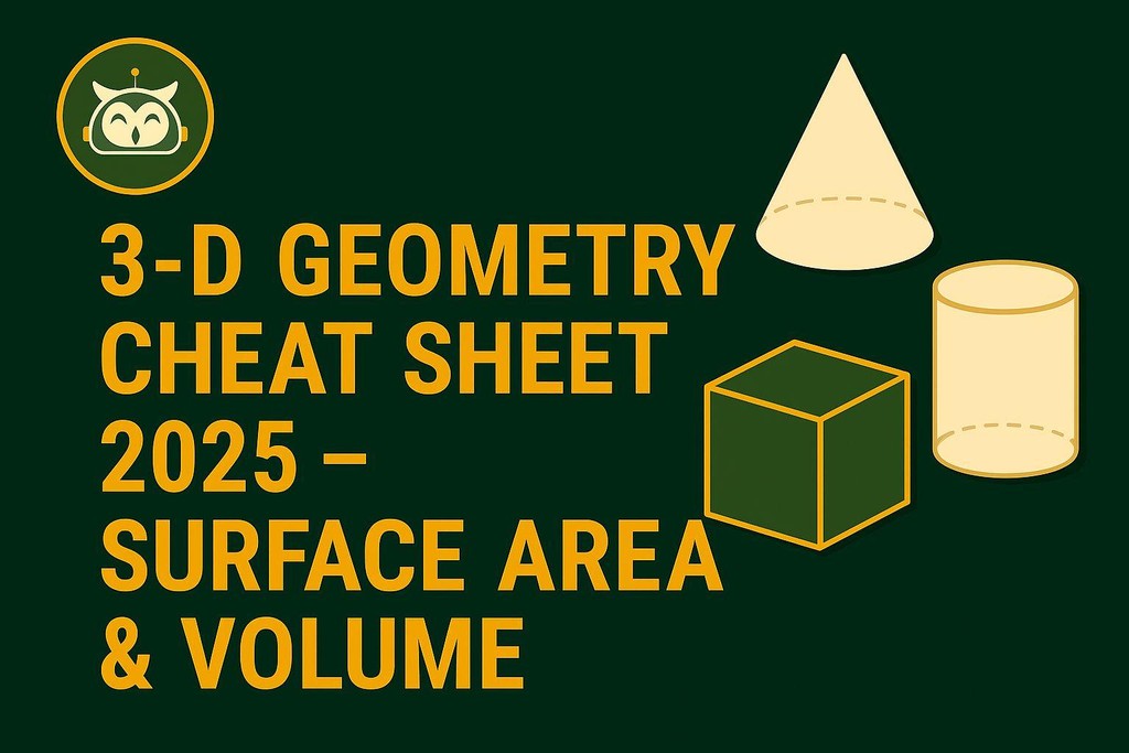 3-D SAT Geometry Cheat Sheet 2025 – Surface Area & Volume at a Glance ...