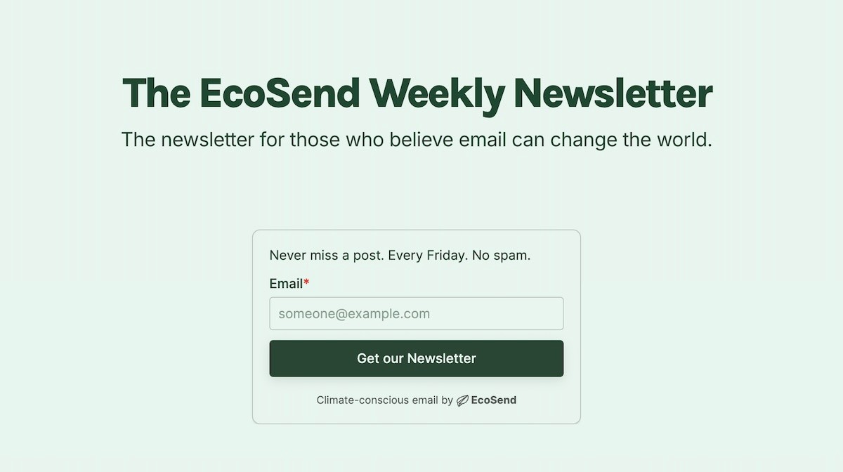 ecosend weekly newsletter form