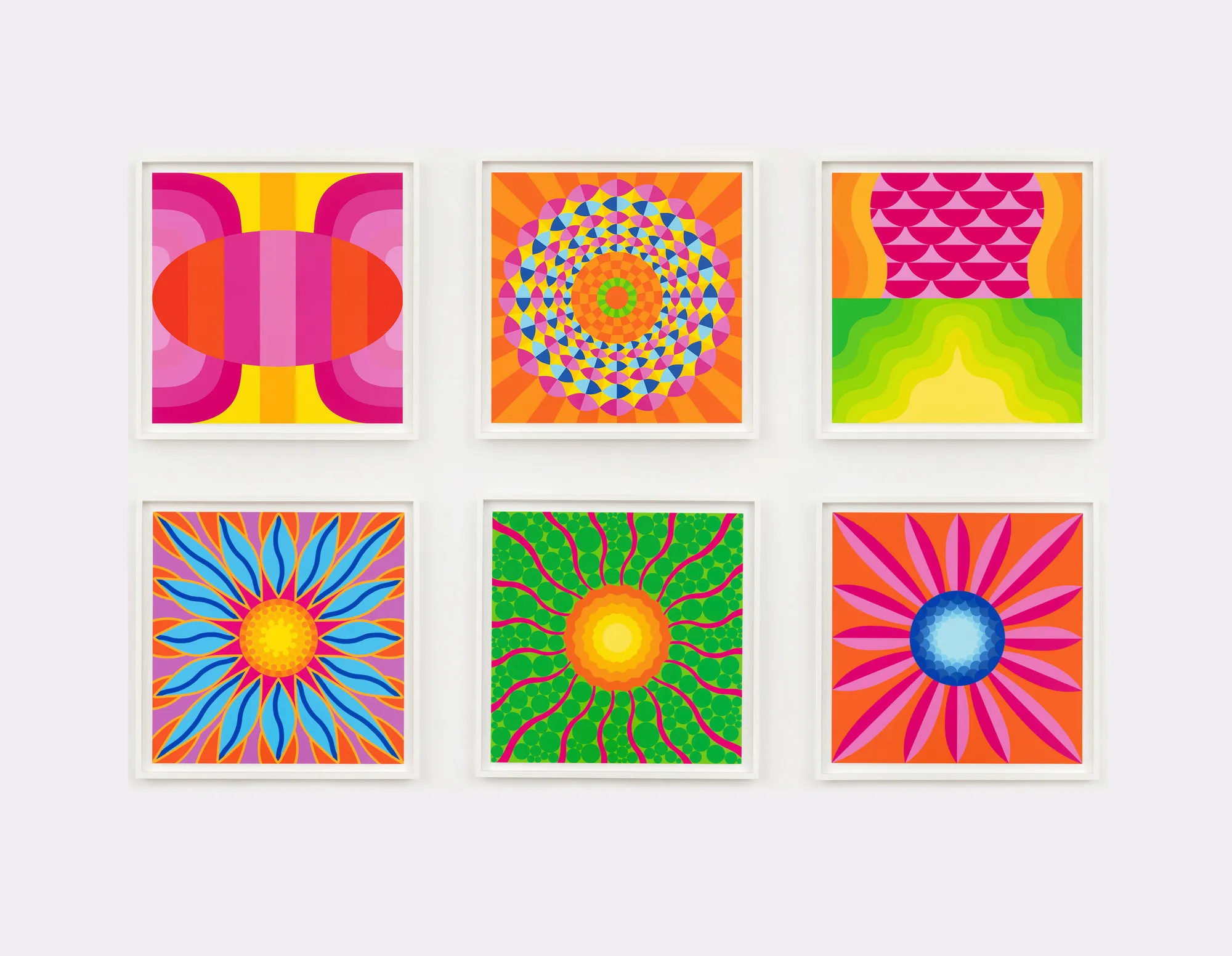 Yinka Ilori Paradise for All, 2024 A series of six screenprints in enamel ink on Somerset Tub Sized Satin 610gsm paper Paper and Image, each: 75.0 x 75.0 cm - 29 1/2 x 29 1/2 in