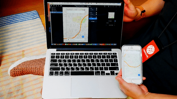 Tony demonstarting Google maps like app on his phone