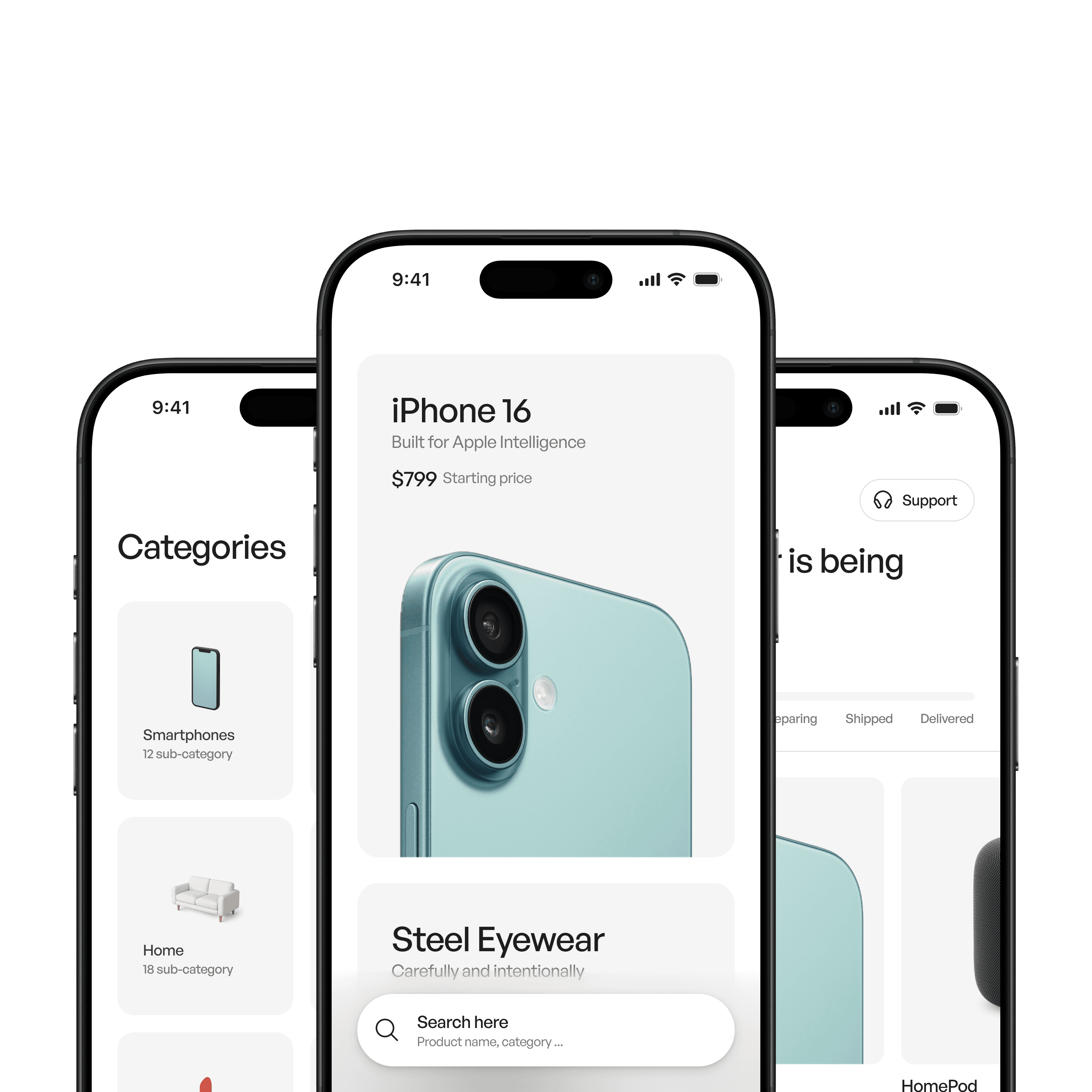 Ecommerce app UI kit for Figma snippet