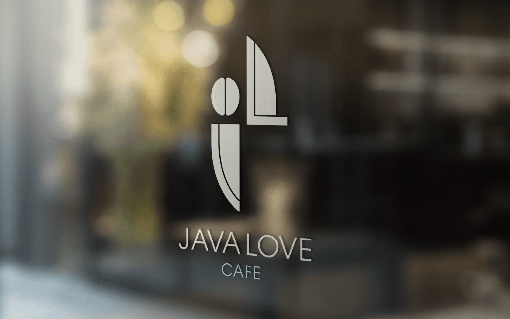 Java Love young, bold, fresh logo design on cafe window
