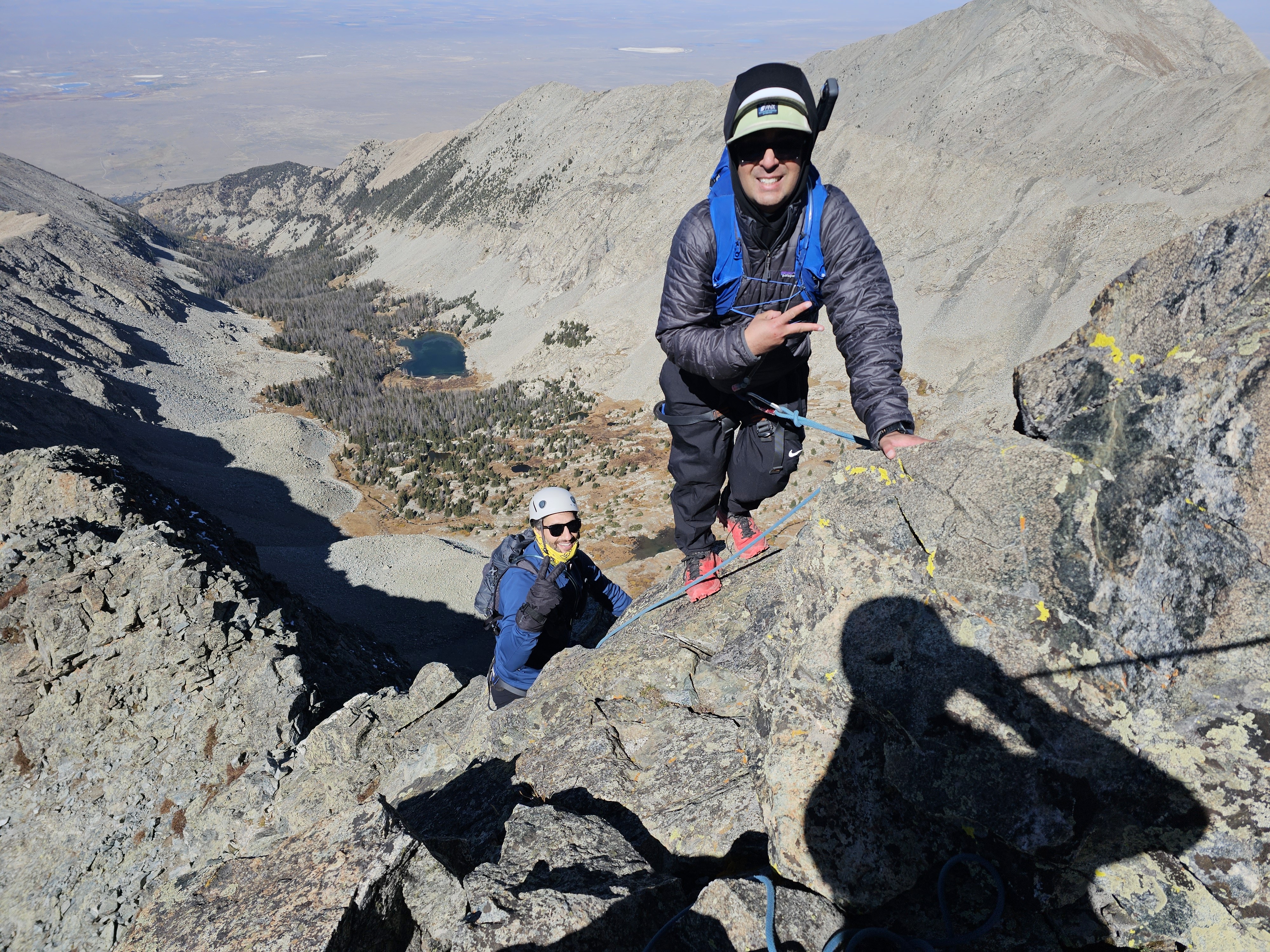 Climbing near the summit of little bear peak