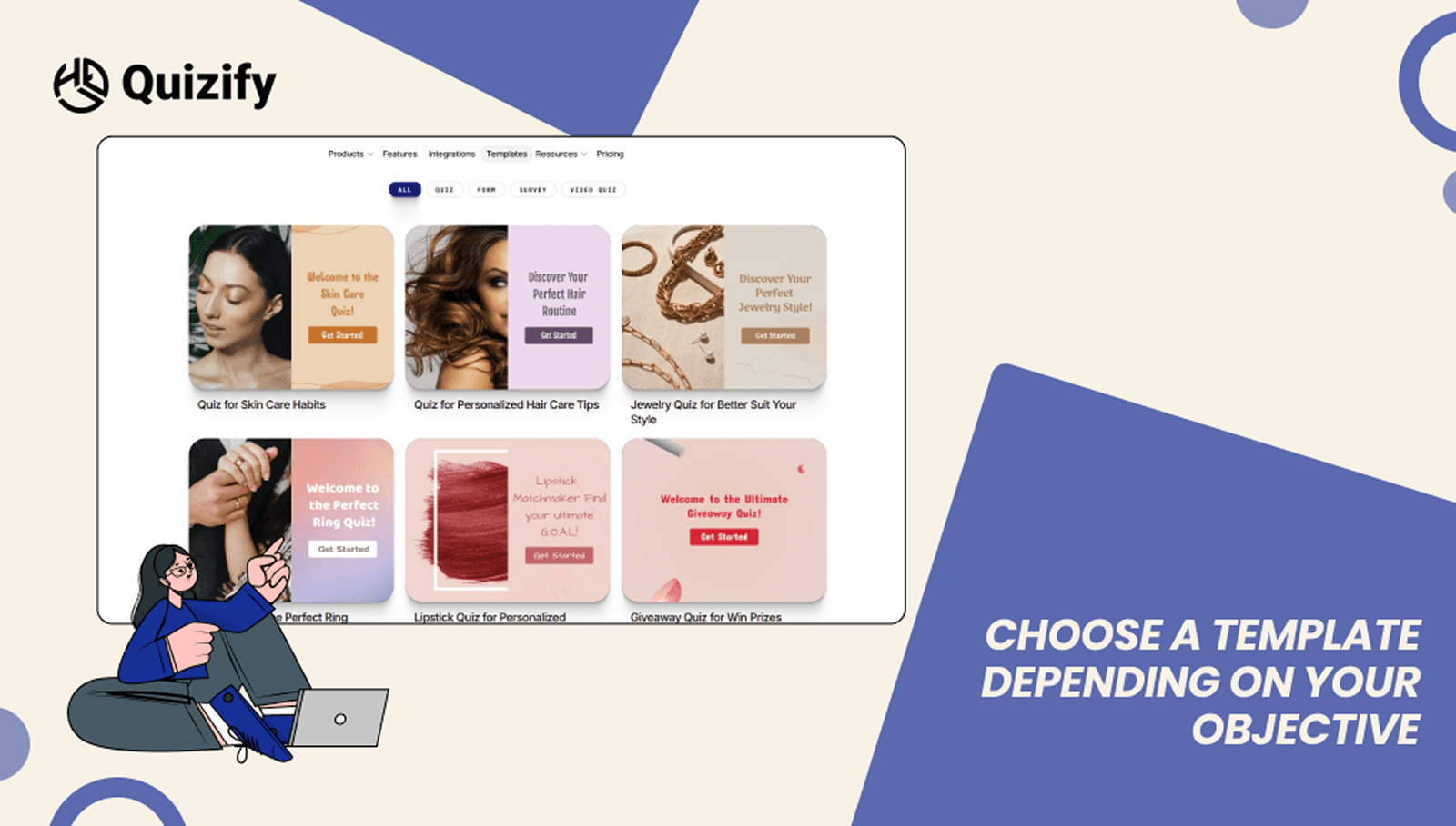 Choose a Template Depending on Your Objective | Quizify