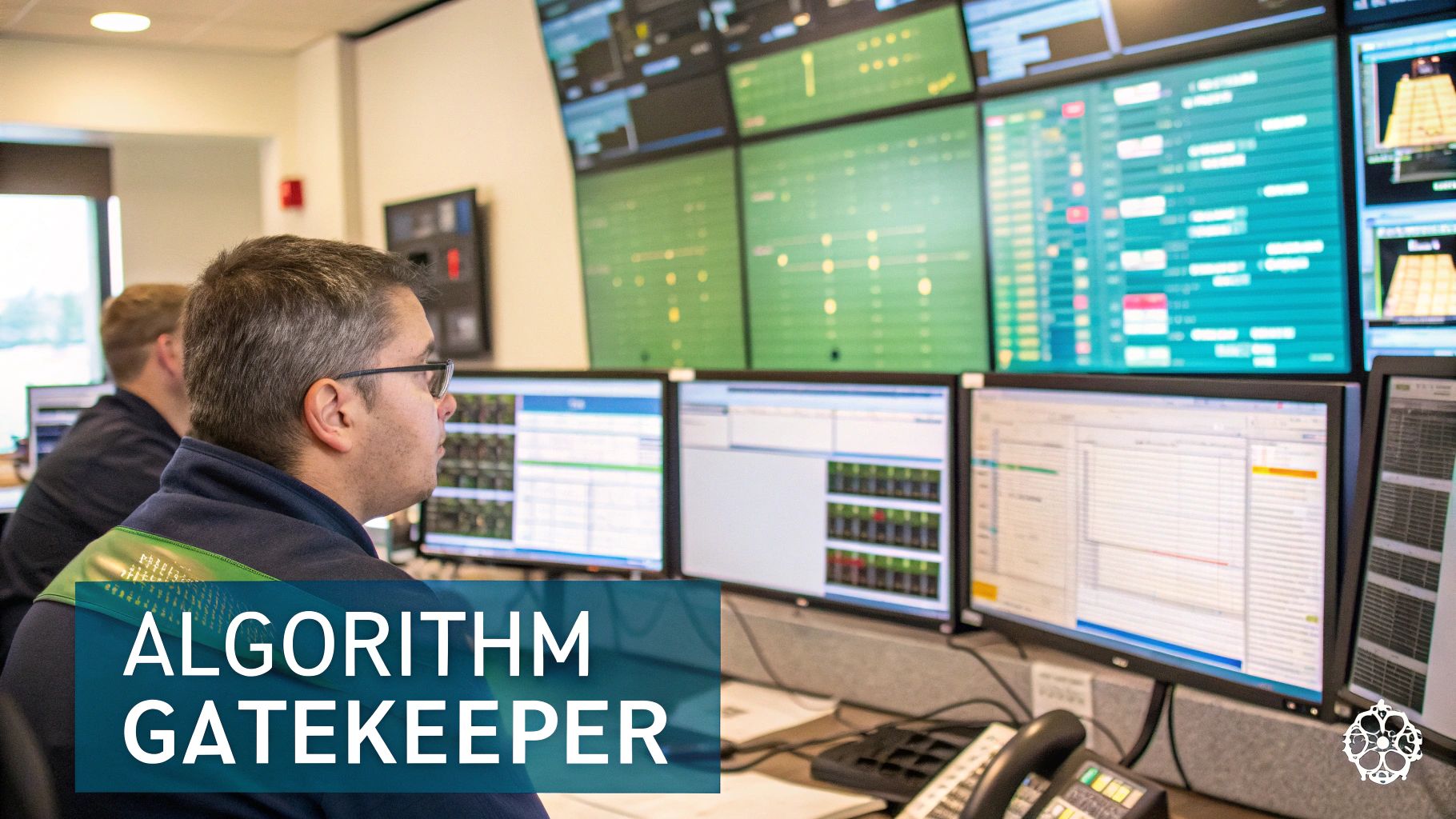 An abstract visualization of a network or algorithm with nodes and connecting lines, representing LinkedIn connections and content distribution.