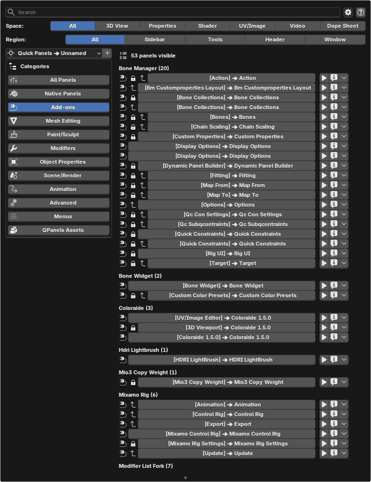 Panel Browser — browse by category