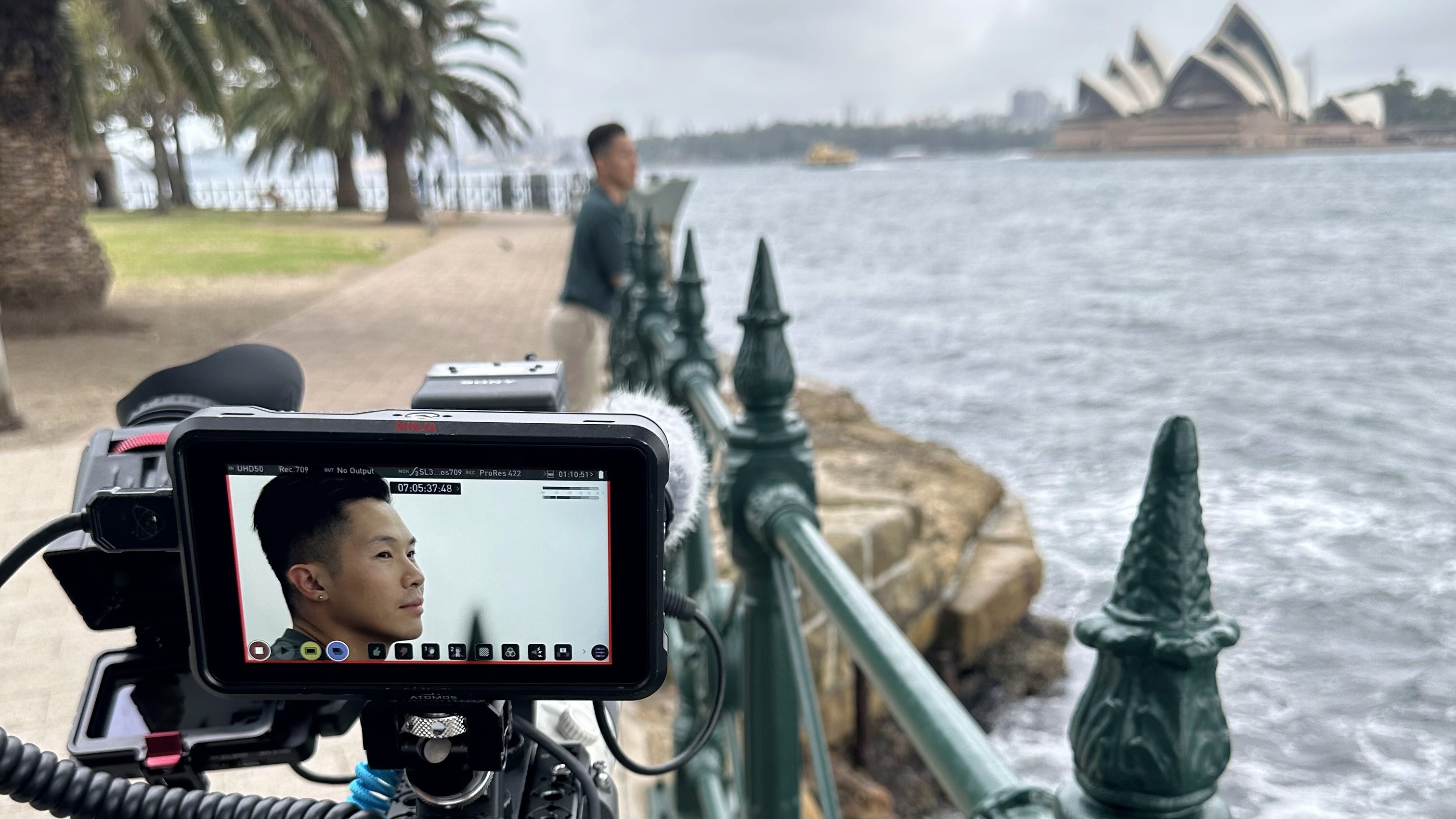 Bohdee Media filming university lecturer, Dr Linus Tan