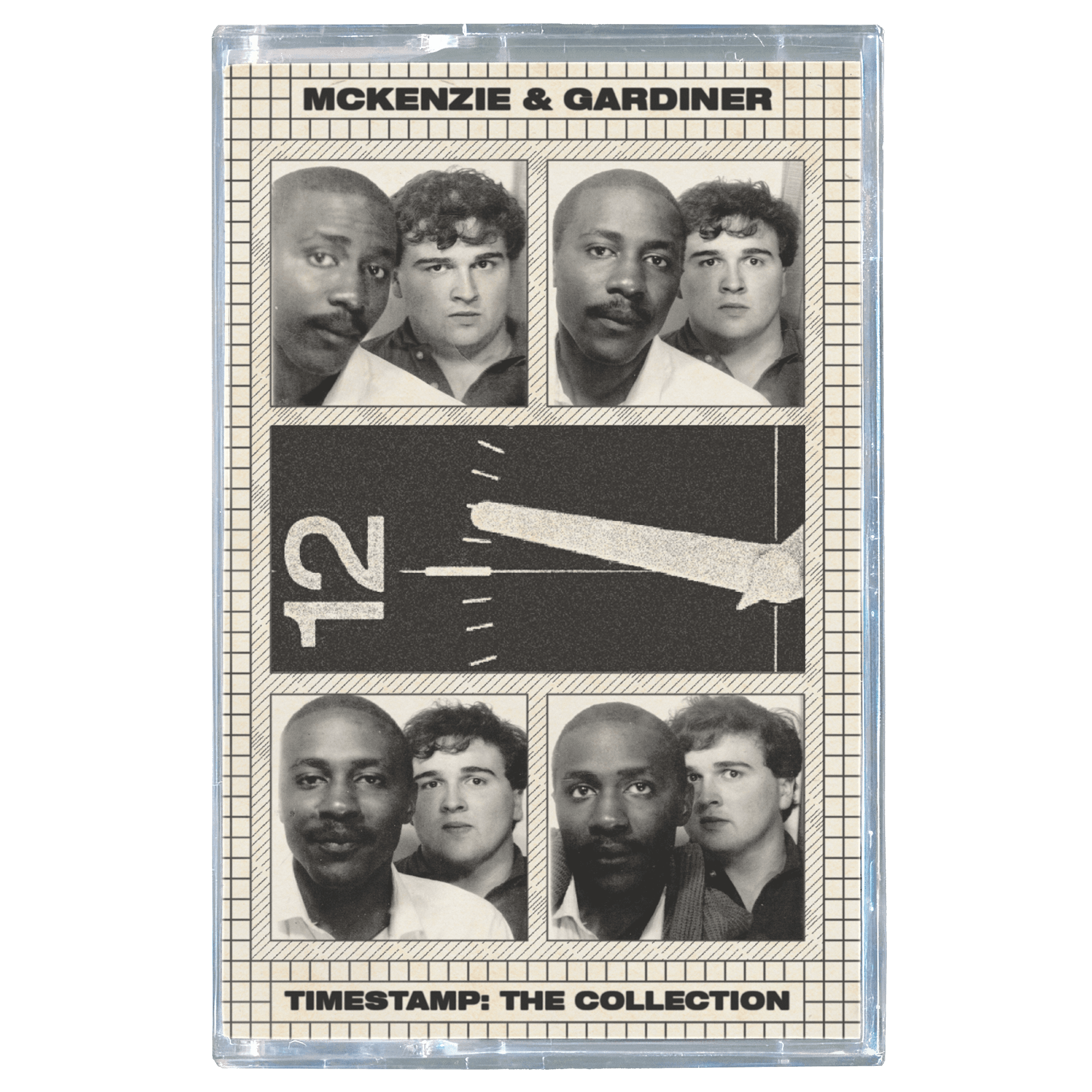 Cassette tape cover with portraits and text 'McKenzie & Gardiner' and 'TIMESTAMP: THE COLLECTION'.