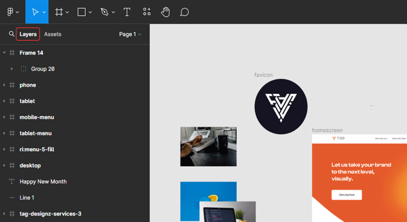 Toggle between Layers and Assets panels in Figma
