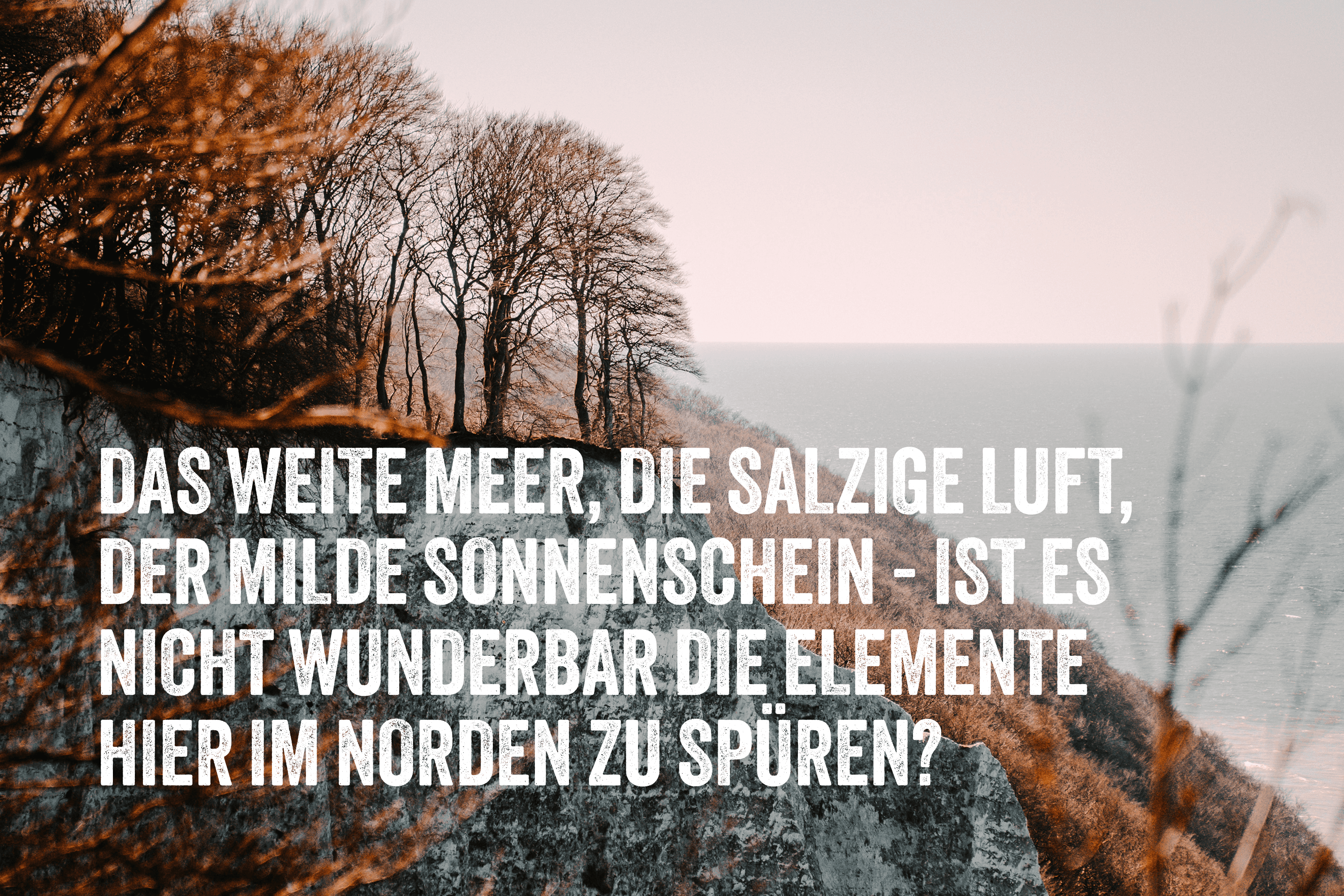 Text overlay on cliffside view