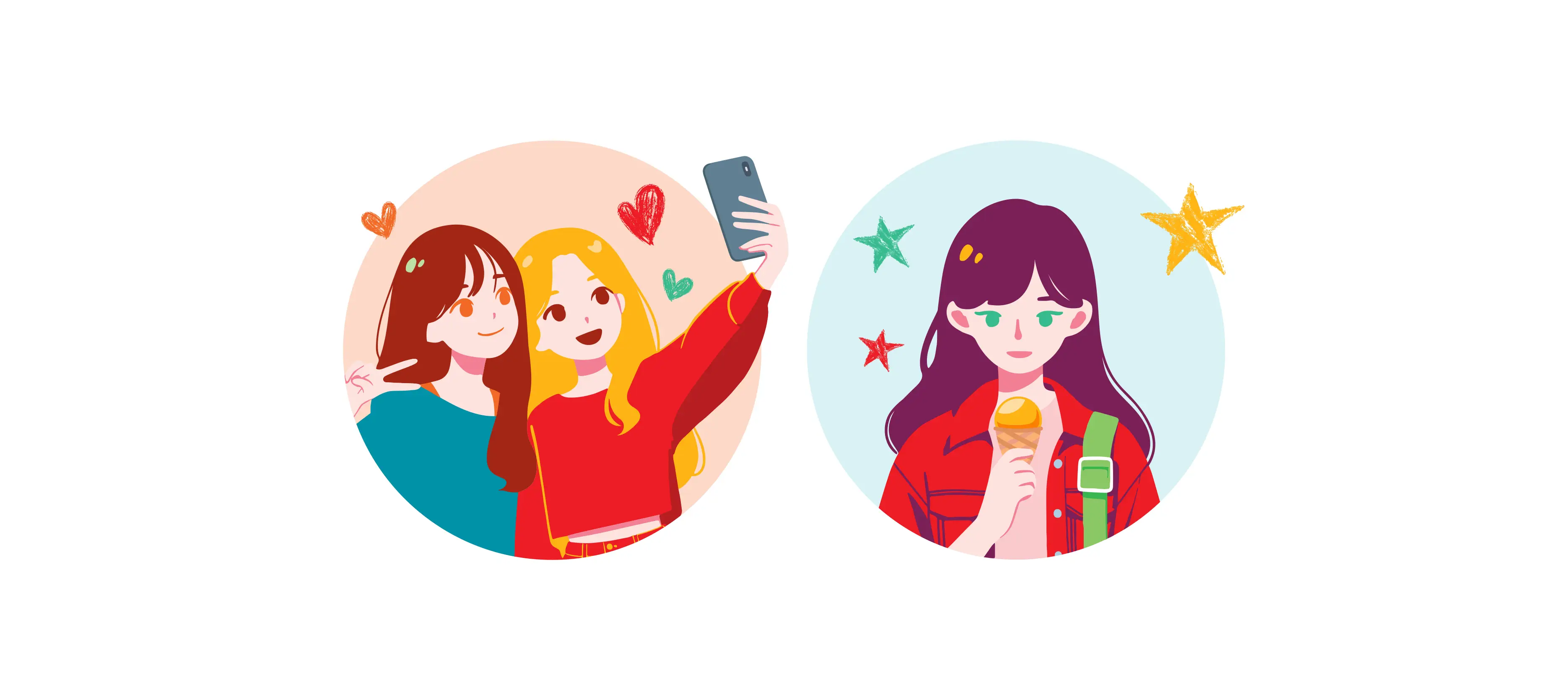 Save the Children World Children’s Day 2024 illustration details – vibrant characters with heart and enjoy food motifs promoting emotional well-being by Teatime Studio.