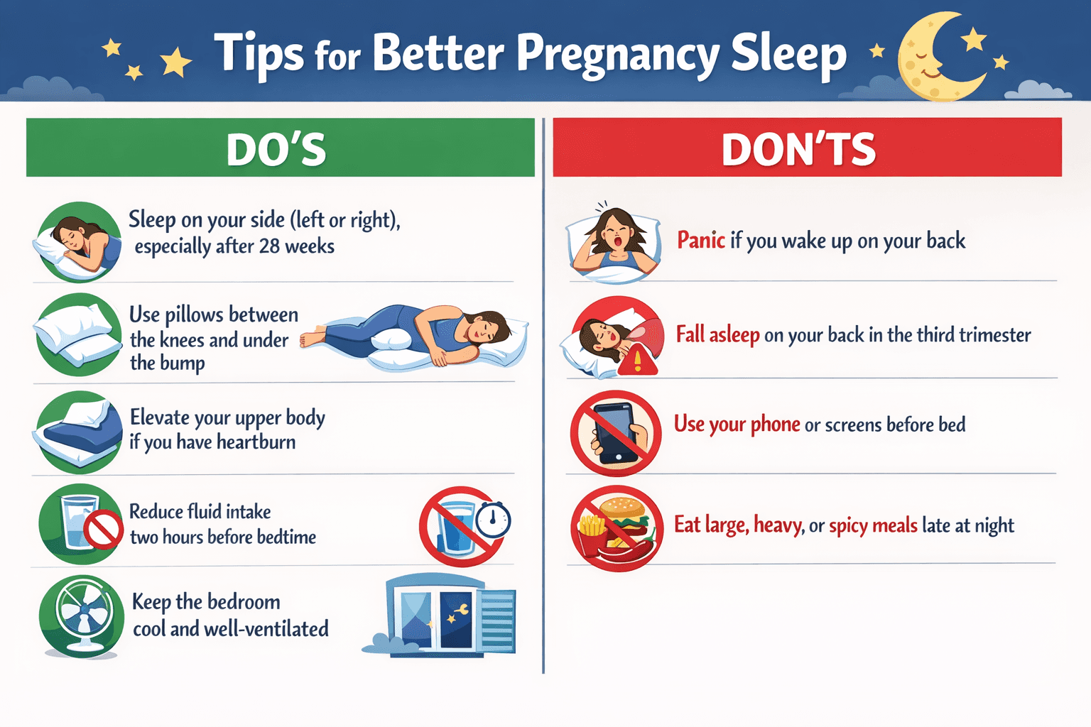 Simple do’s and don’ts for better pregnancy sleep