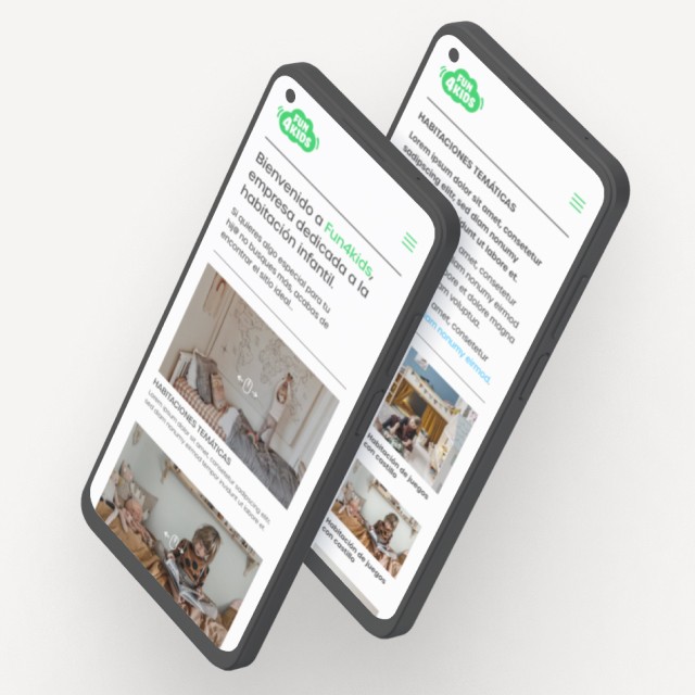 Mockup de dos smartphones mostrando distintas pantallas de la versión mobile