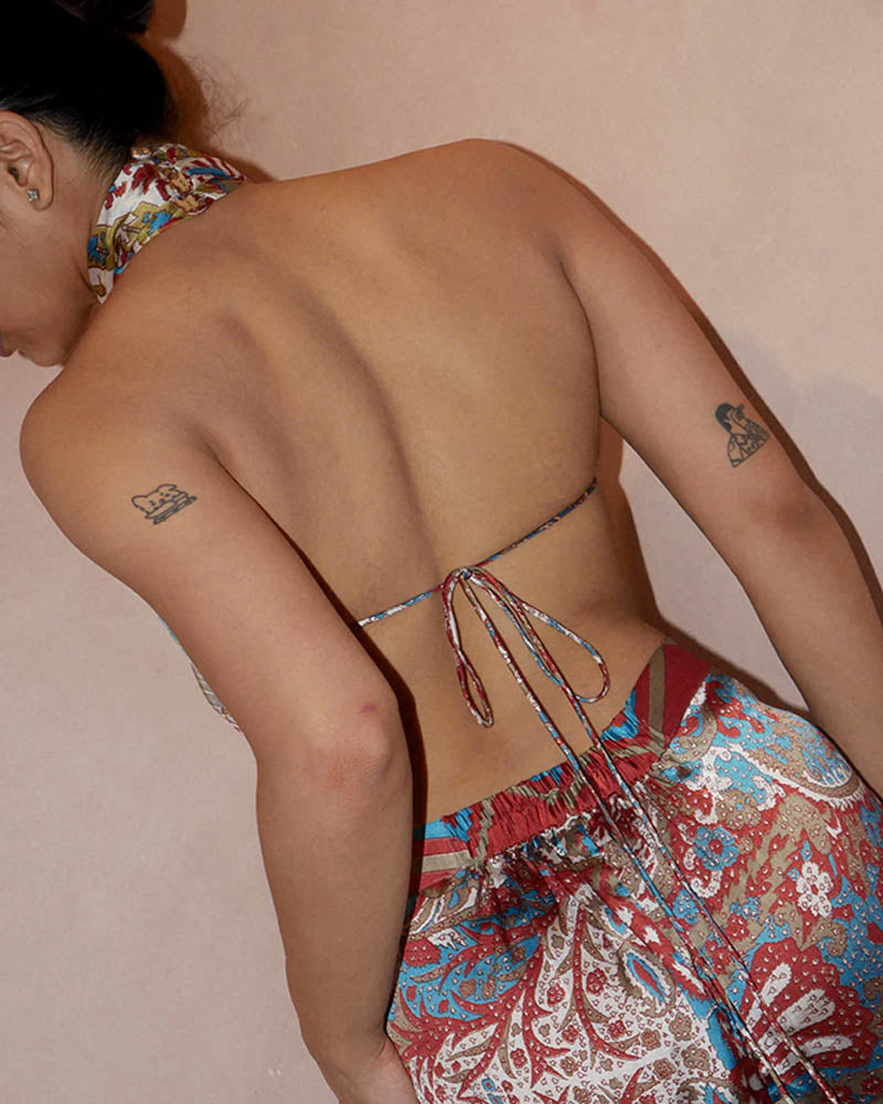 Apsara, inspired from by early indian cholis, our one of a kind, backless top, made using pre loved vintage silk sarees. 