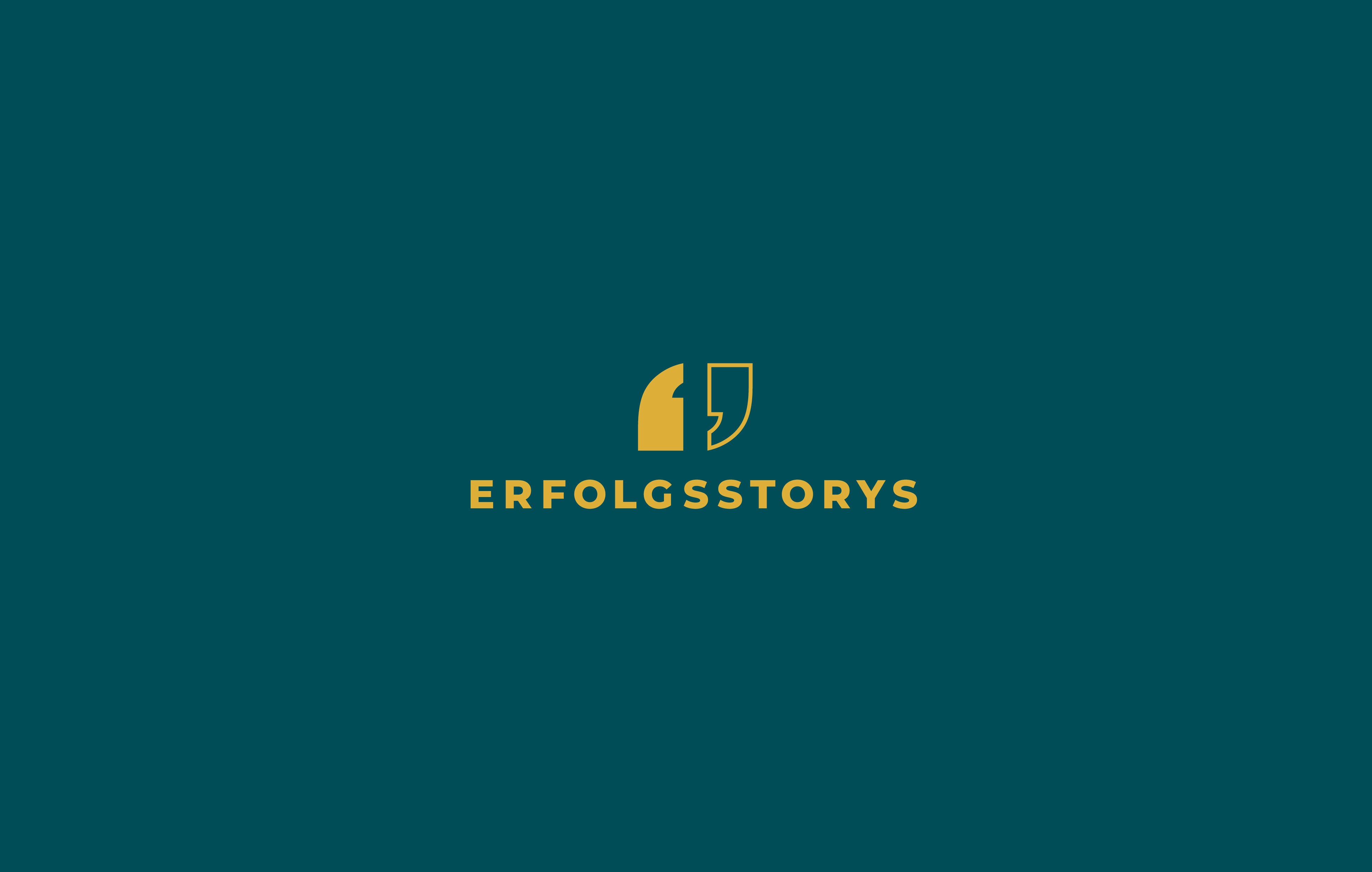 Logo Erfolgsstorys auf Teal Hintergrund