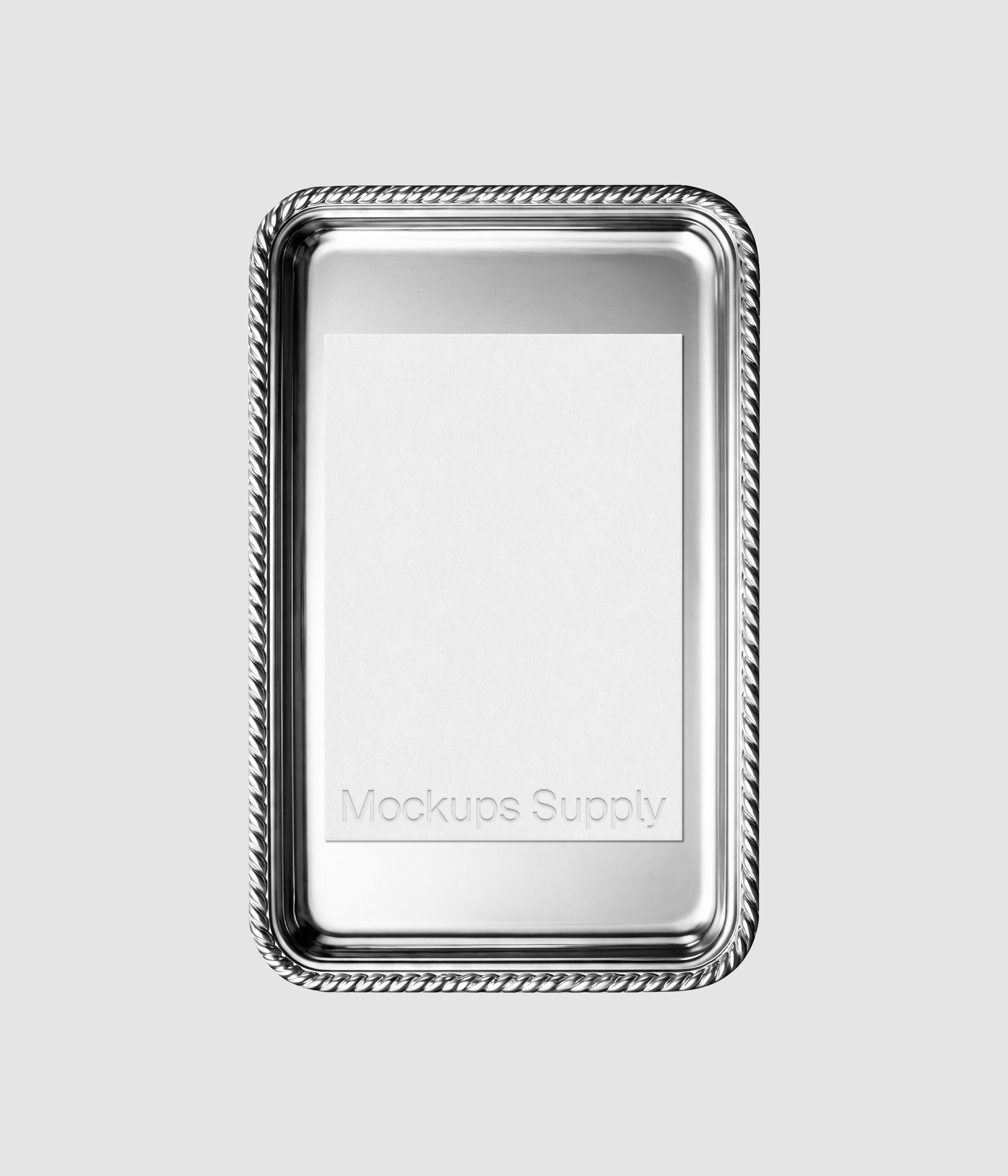 Paper A4 mockup with embossed typography on metal plate for cafe identity and hospitality design showcase