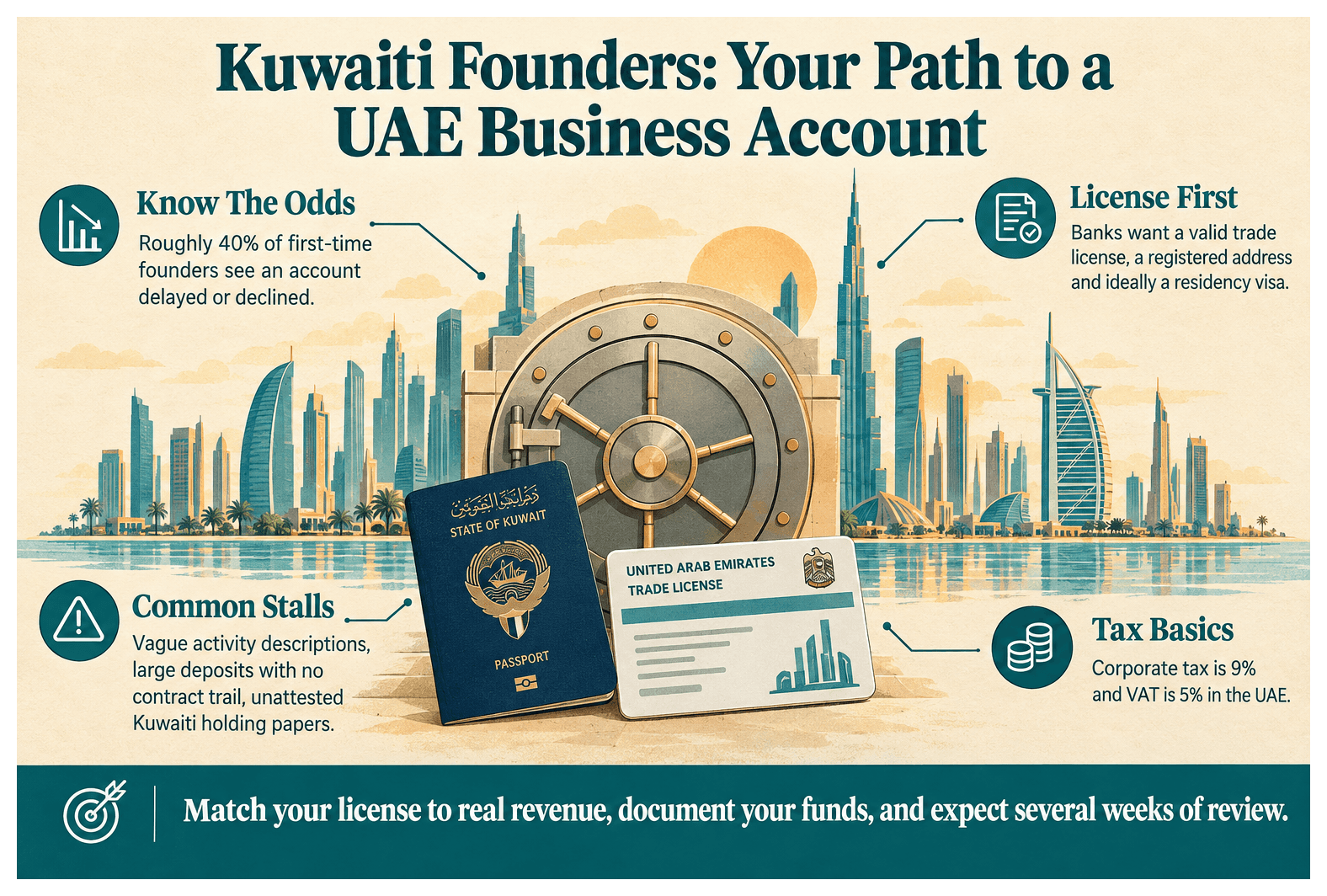 Infographic: Opening a UAE Corporate Bank Account as a Kuwaiti Entrepreneur