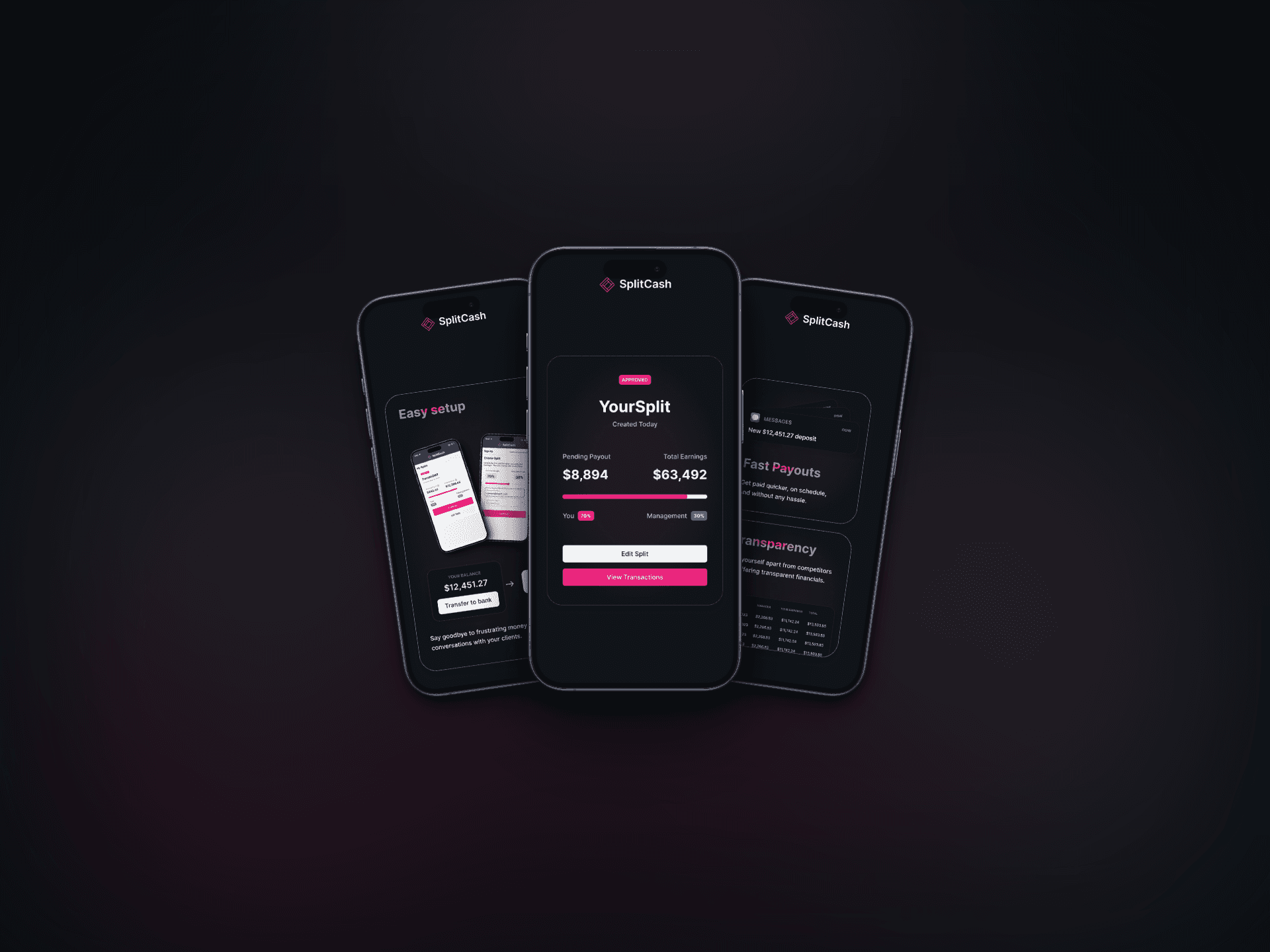 SplitCash mockups