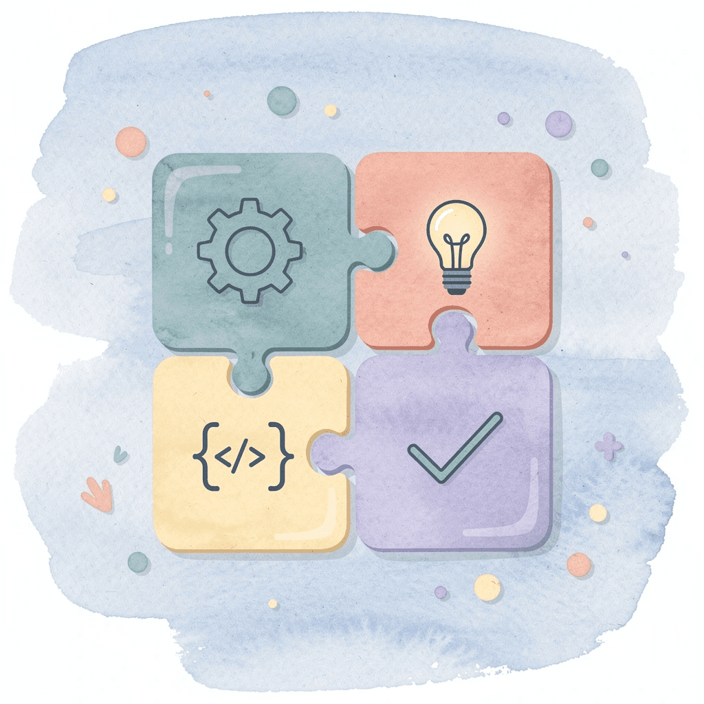 Scene of puzzle pieces fitting together representing legacy system integration with modern services