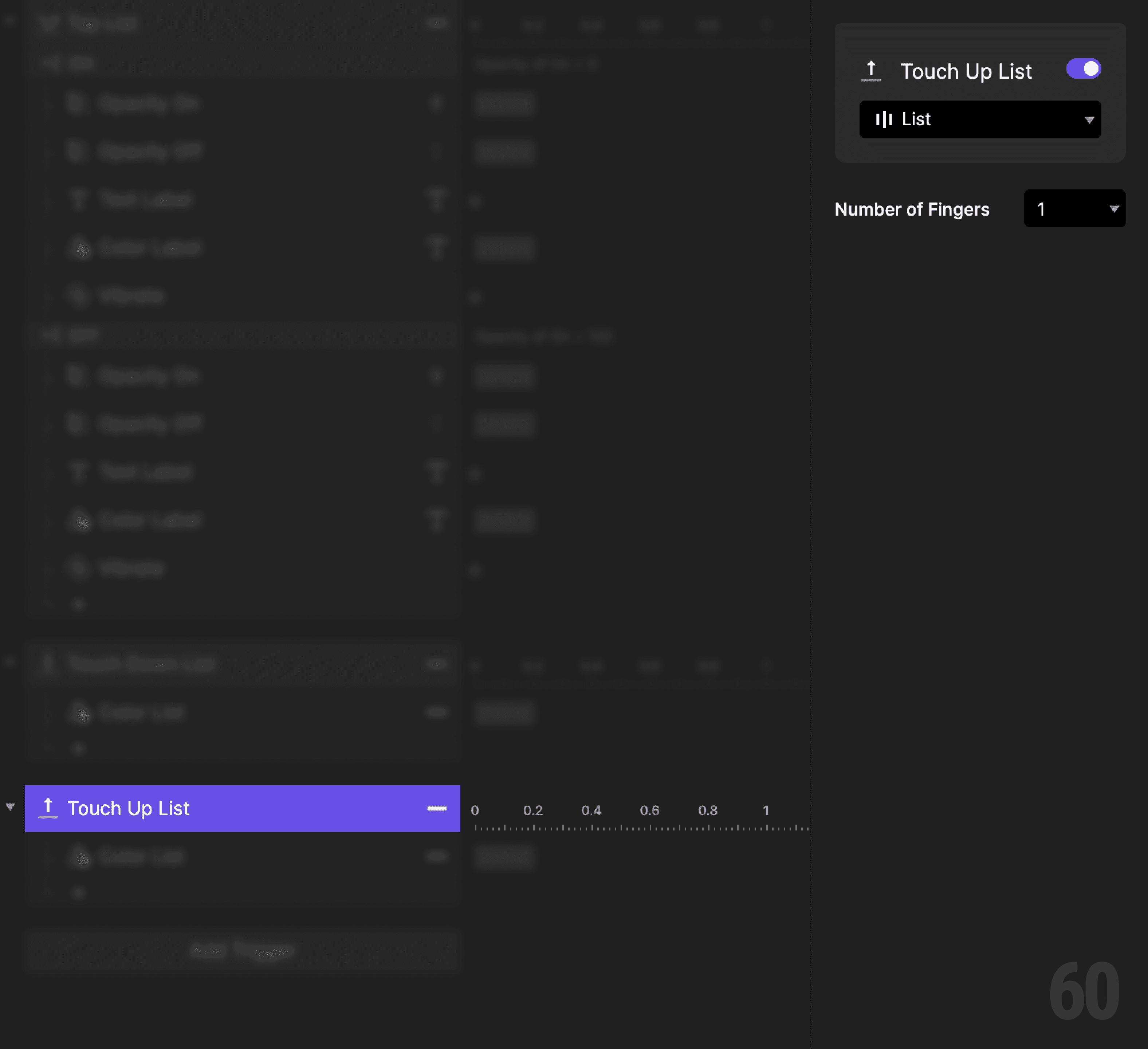 This is a screenshot of Step 16: Add touch up trigger.