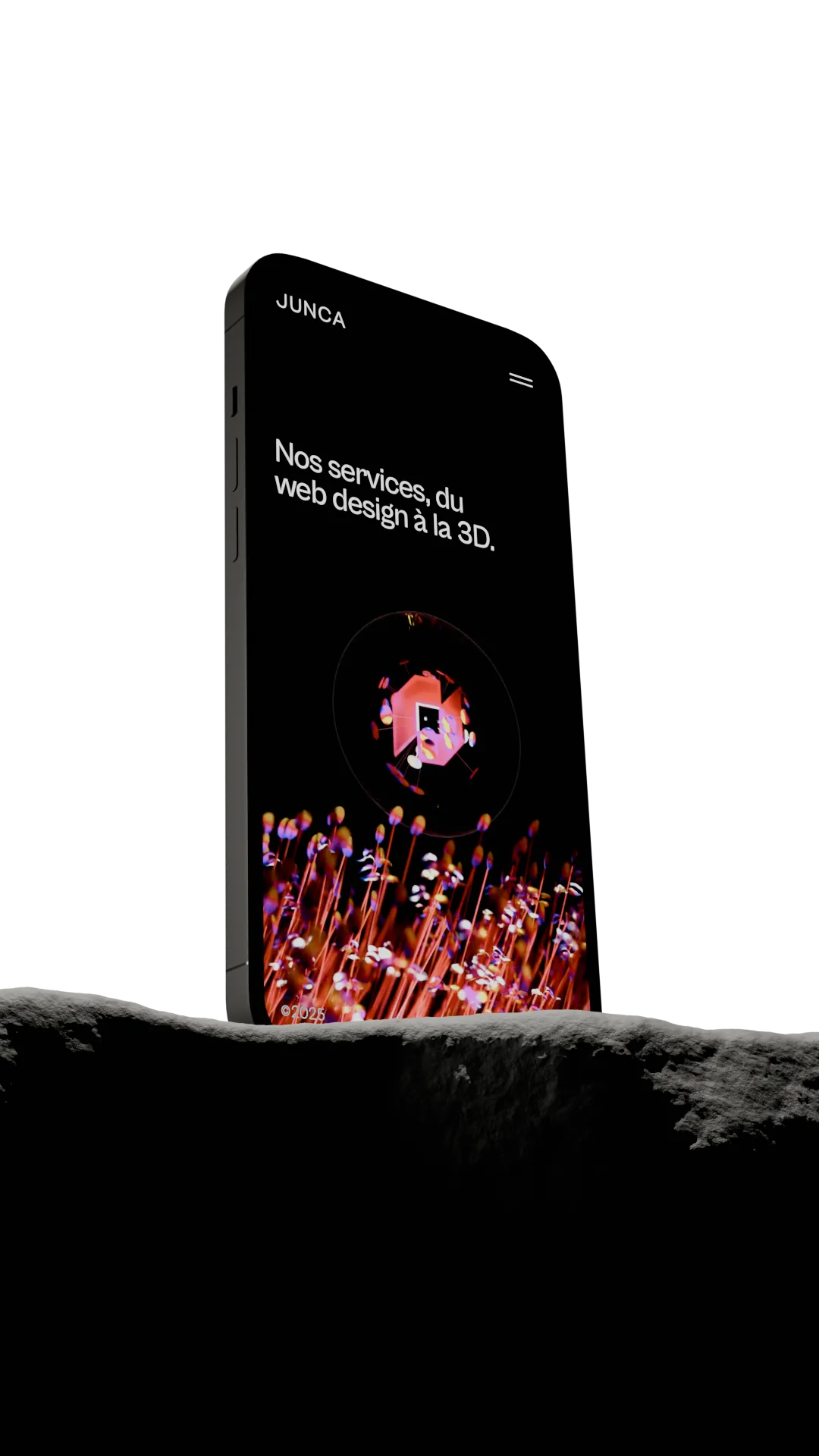 Mocku-up 3D blender du site web mobile de Junca