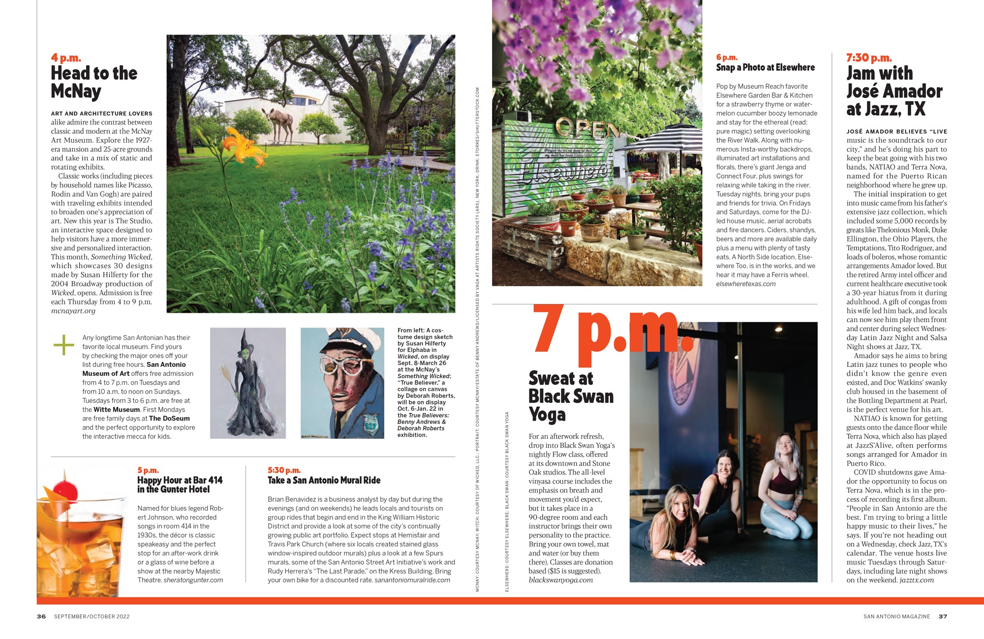 Magazine spread of 24 hours of San Antonio fun story