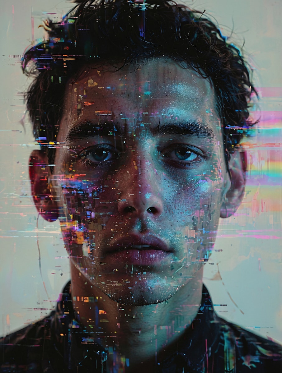 A close-up portrait of a young man with dark hair, looking directly at the camera with a neutral expression.