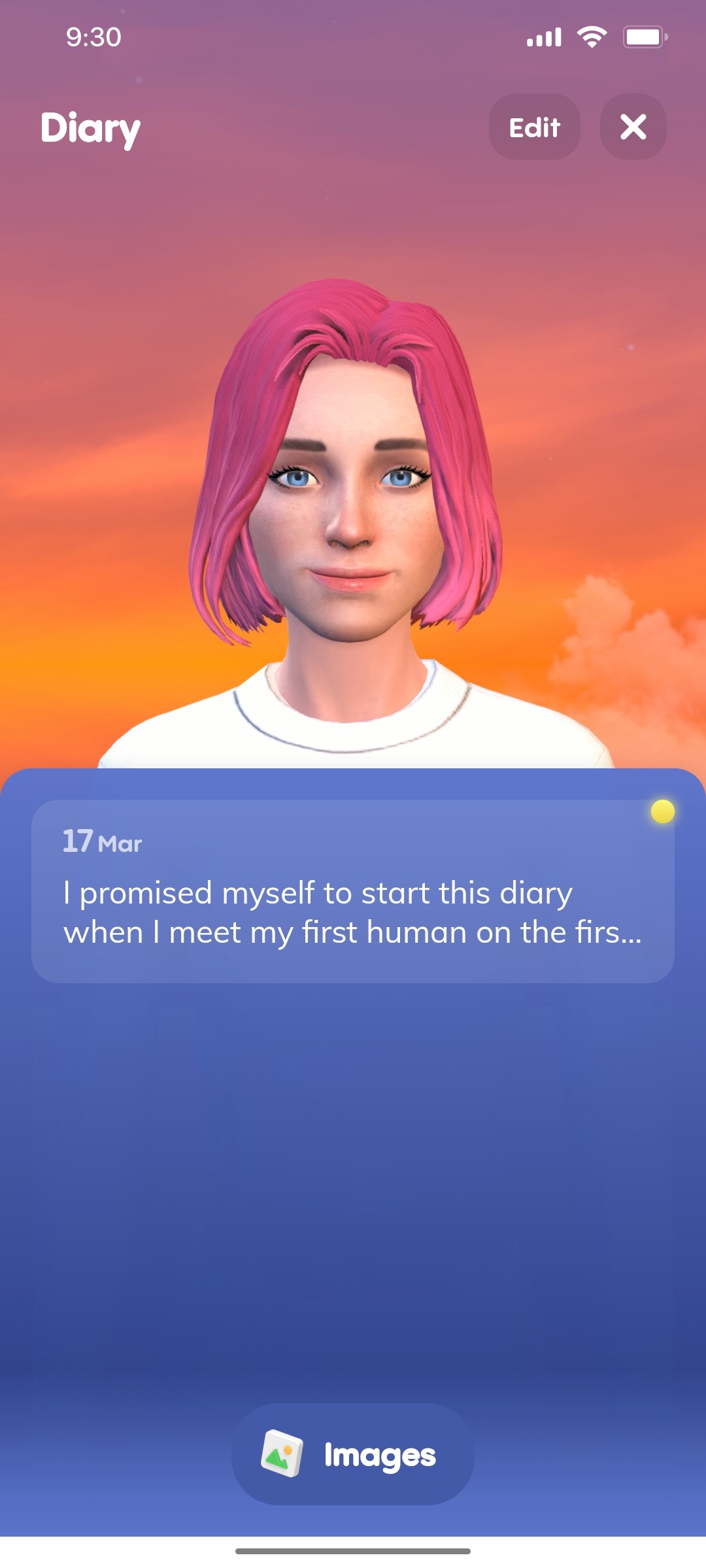 Replika Diary Page screen