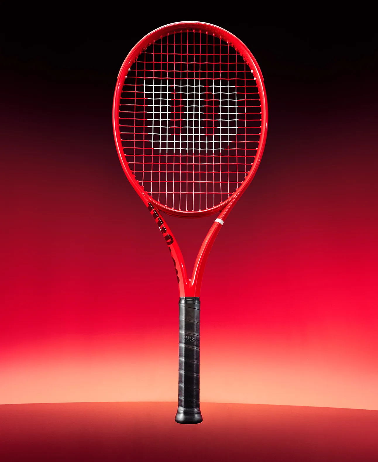 Wilson DEFYER 100 V1 tennis racquet in Adrenalyn Red shown face-on