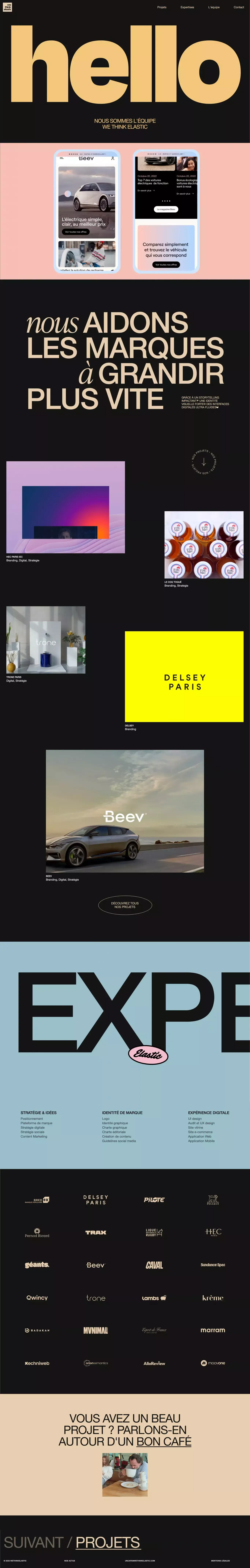 We Think Elastic - Branding â¢ Digital portfolio page screenshot showcasing Design and Tech design